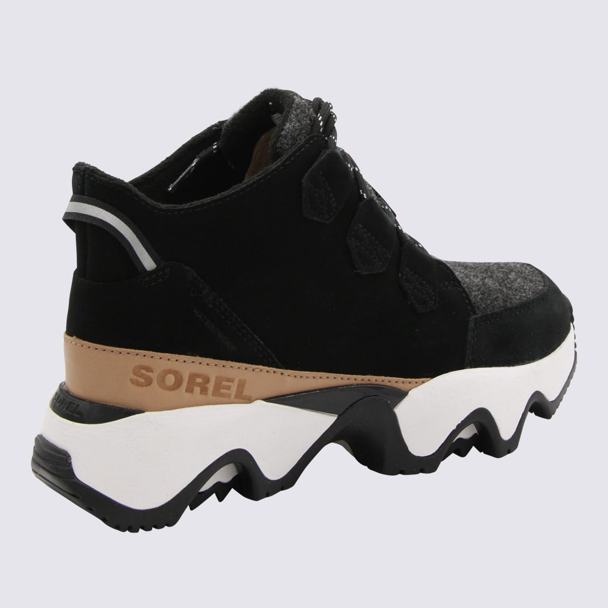 Shop Sorel Black And Sea Salt Leather Kinetic Impact C-wp Sneakers In Black/sea Salt