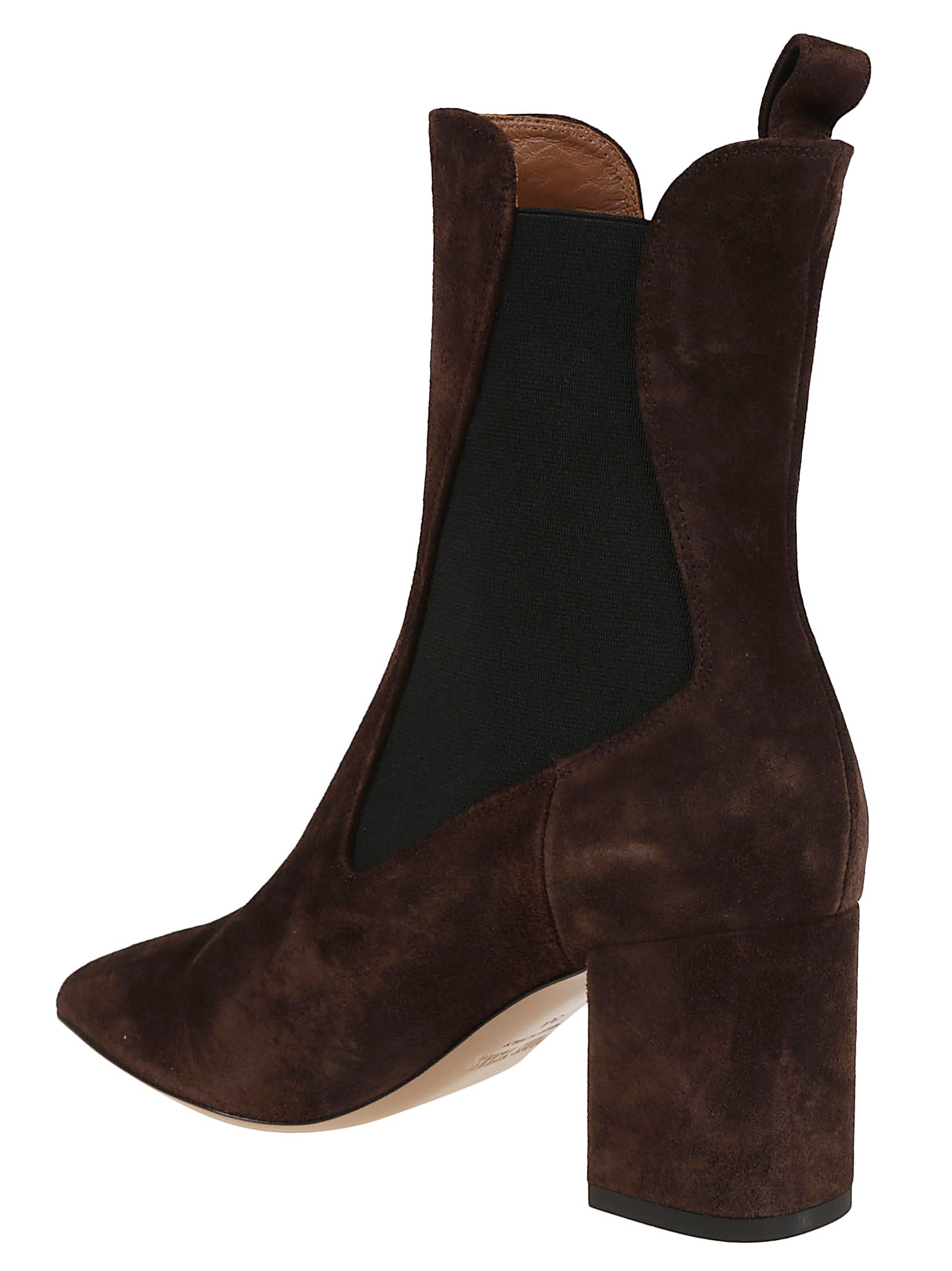 Paris Texas Pointed Ankle Boots In Soft Pepper Suede Leather In Brown