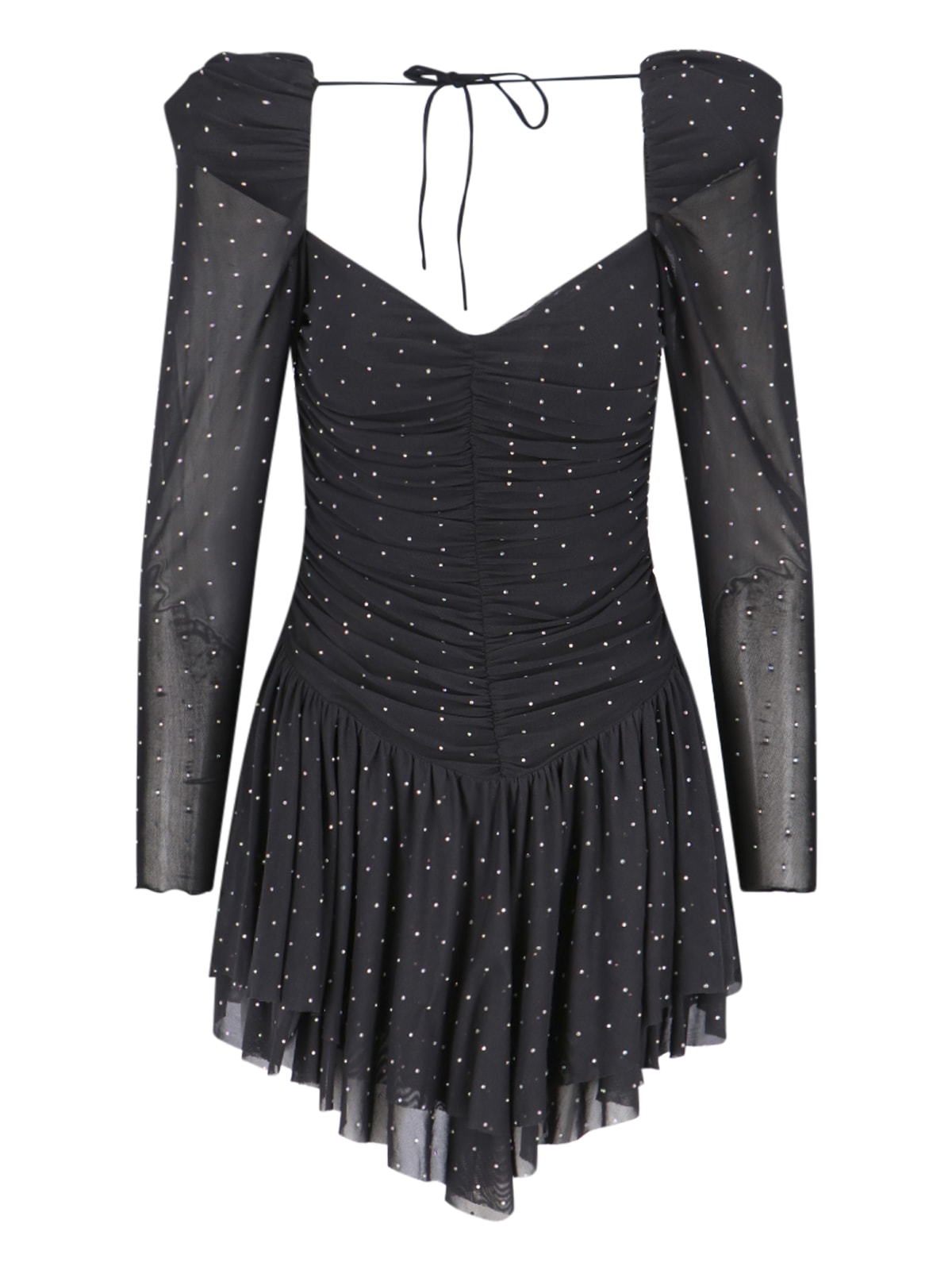 Shop Rotate Birger Christensen Rhinestone Mini Dress In Black