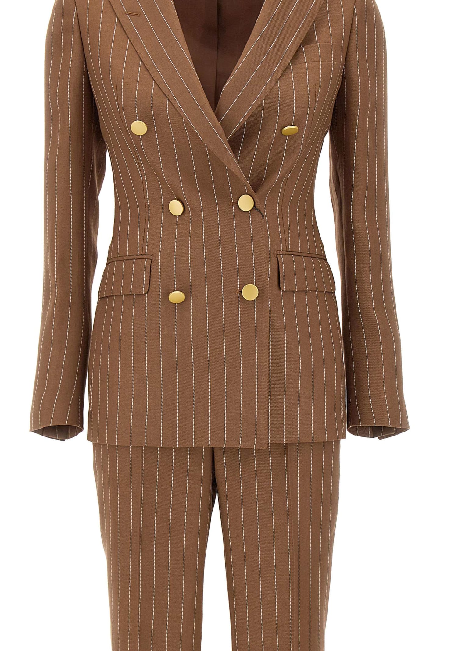 Shop Tagliatore Parigi Linen Two-piece Suit In Brown