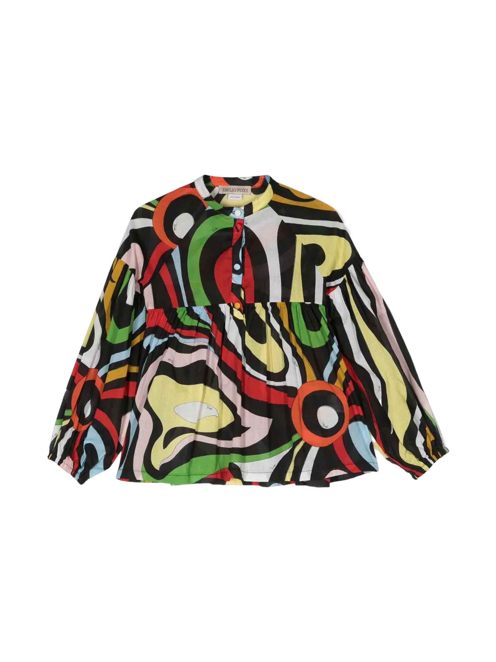 Emilio Pucci Kids' Blouse With Print In Multicolor