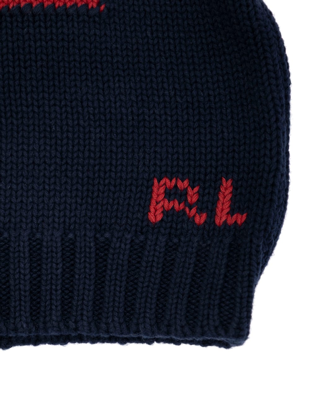Polo Ralph Lauren Blue Crewneck Sweater With Embroidery On The Front And Button Closure On The Sleeve In Cotton Baby In Black