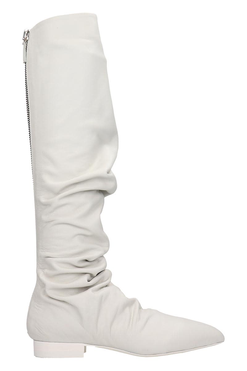 Jil Sander Jil Sander Low Heels Boots In White Leather - white