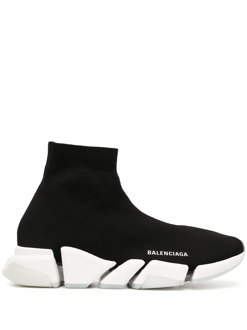 Balenciaga Man Black Speed 2.0 Sneakers With White And Transparent Sole