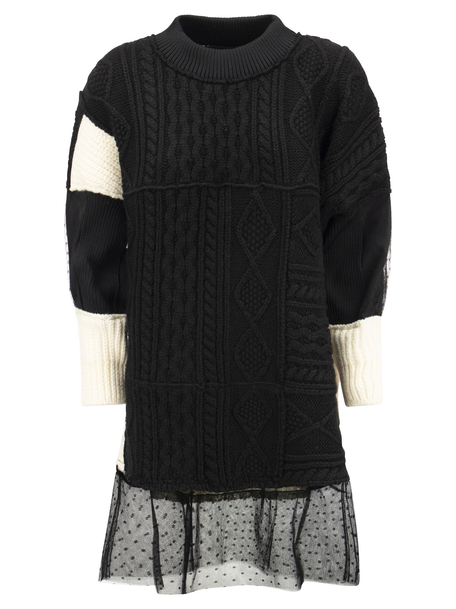 RED Valentino the Black Tag - Wool Knit Dress With Red Lettering