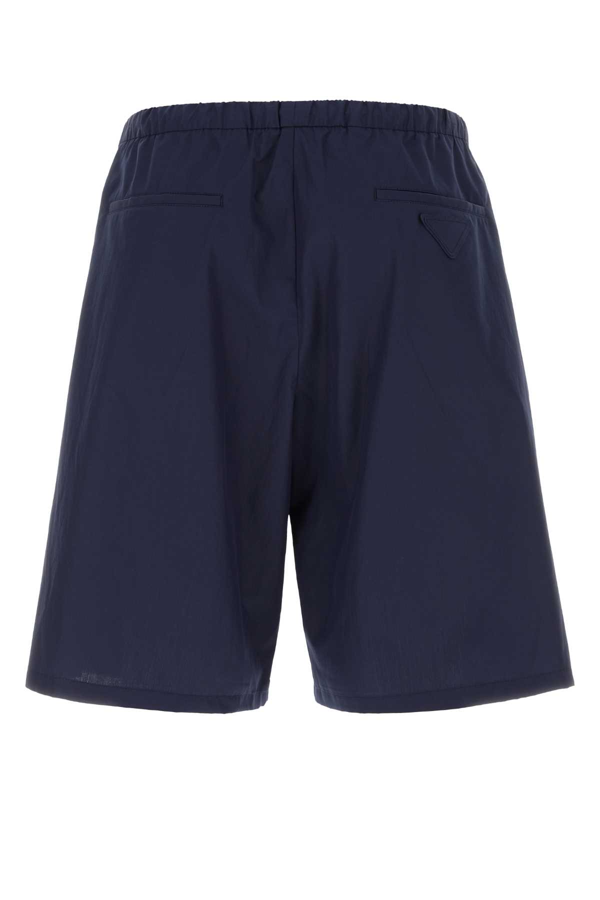Shop Prada Navy Blue Cotton Bermuda Shorts In F0008