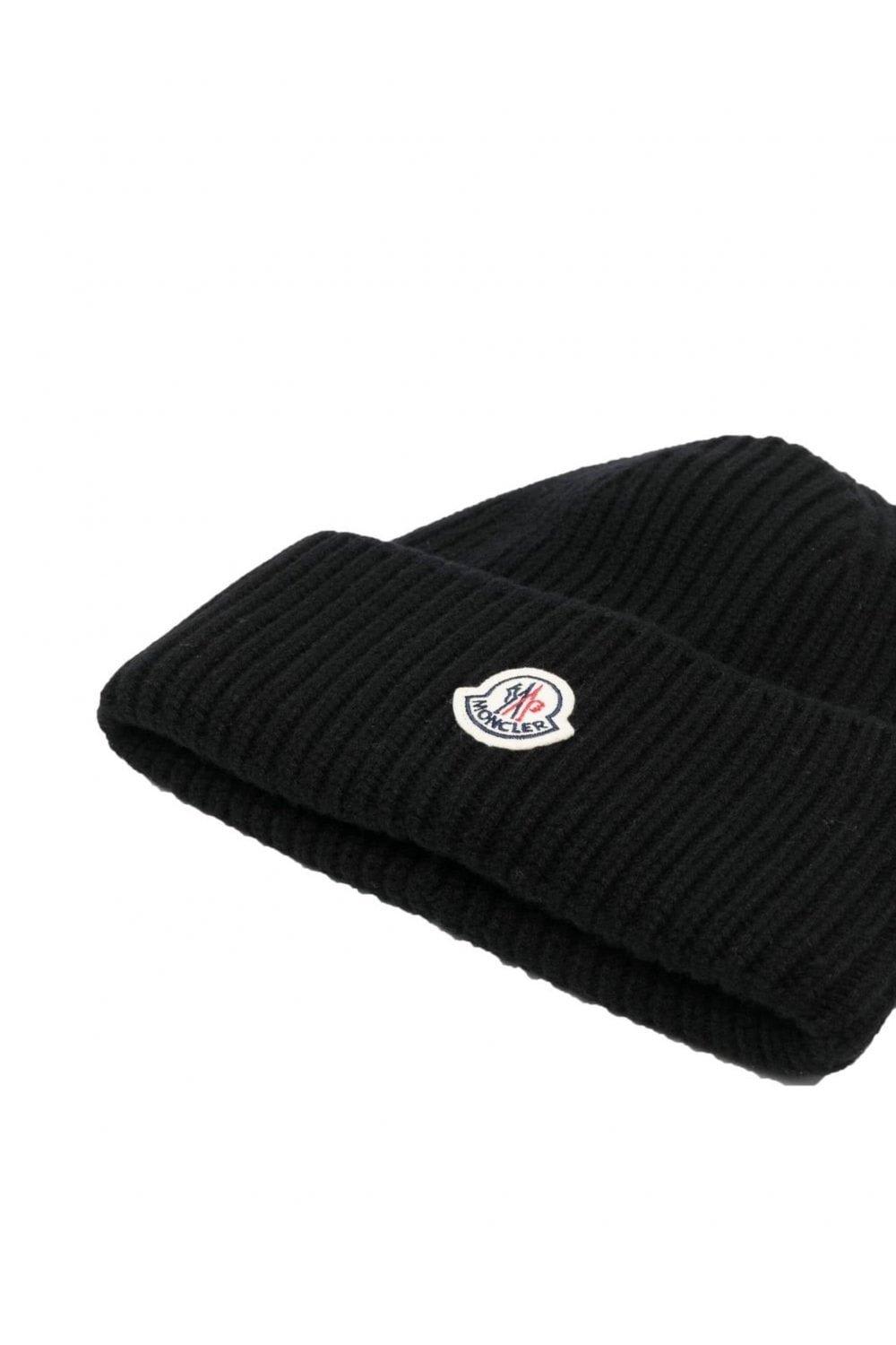 Shop Moncler Classic Logo Embroidered Beanie In Black