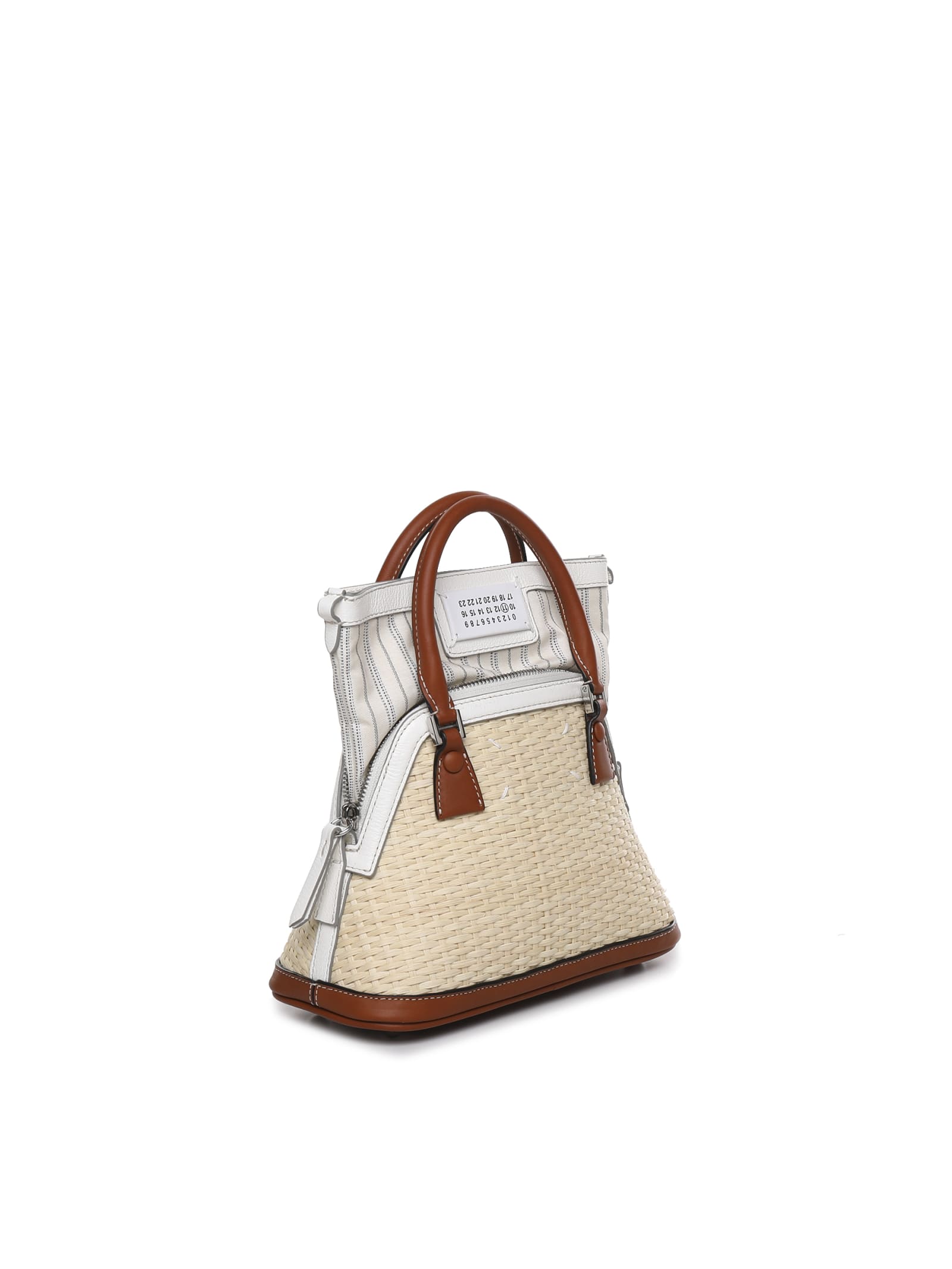 Shop Maison Margiela Shoulder Bag In Straw In White, Beige