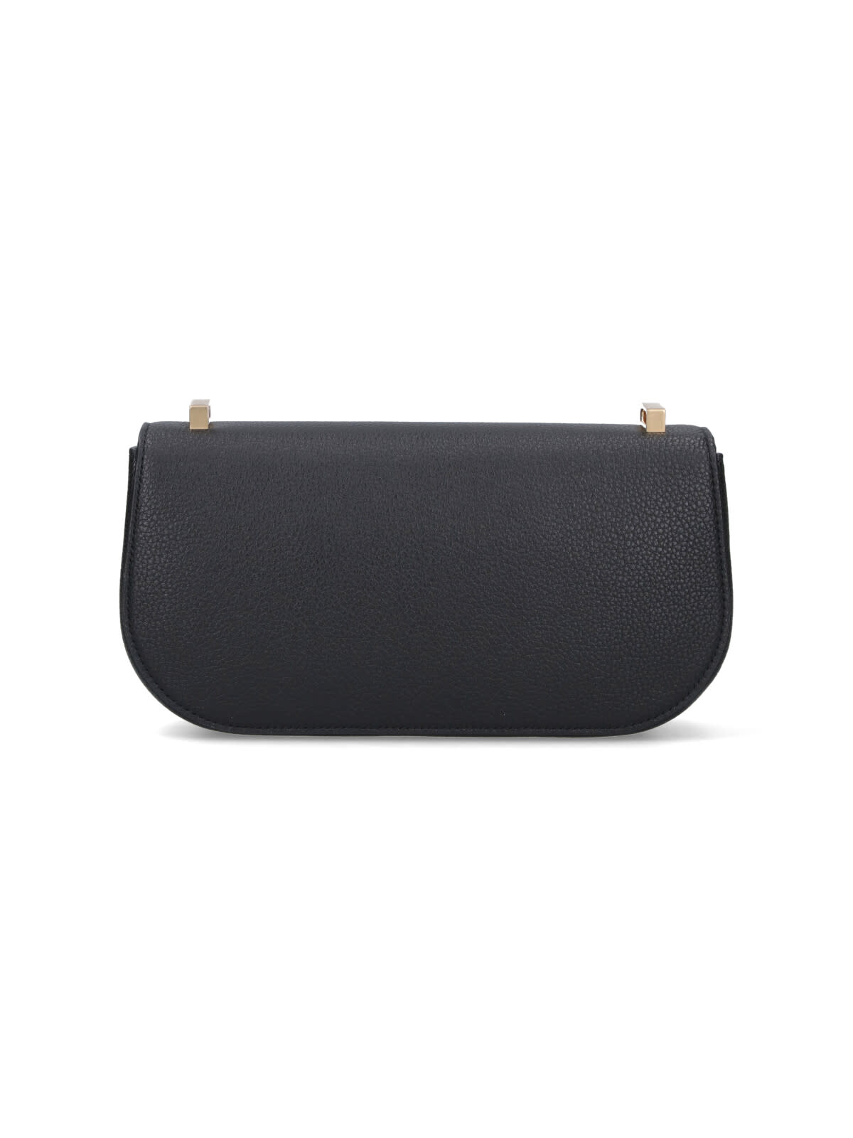 Ferragamo Rectangular Black Textured Leather Shoulder Bag With Magnetic Closure In Black