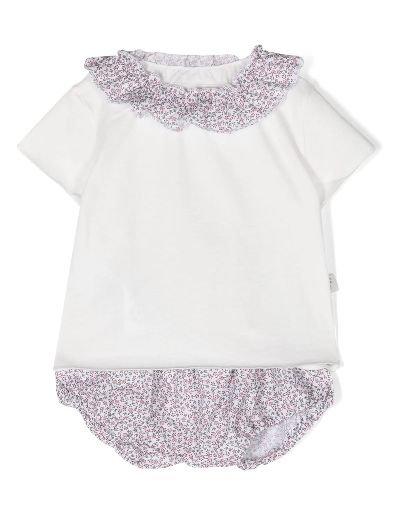 Shop Teddy &amp; Minou Pink And White Flower Print Set In Multicolour
