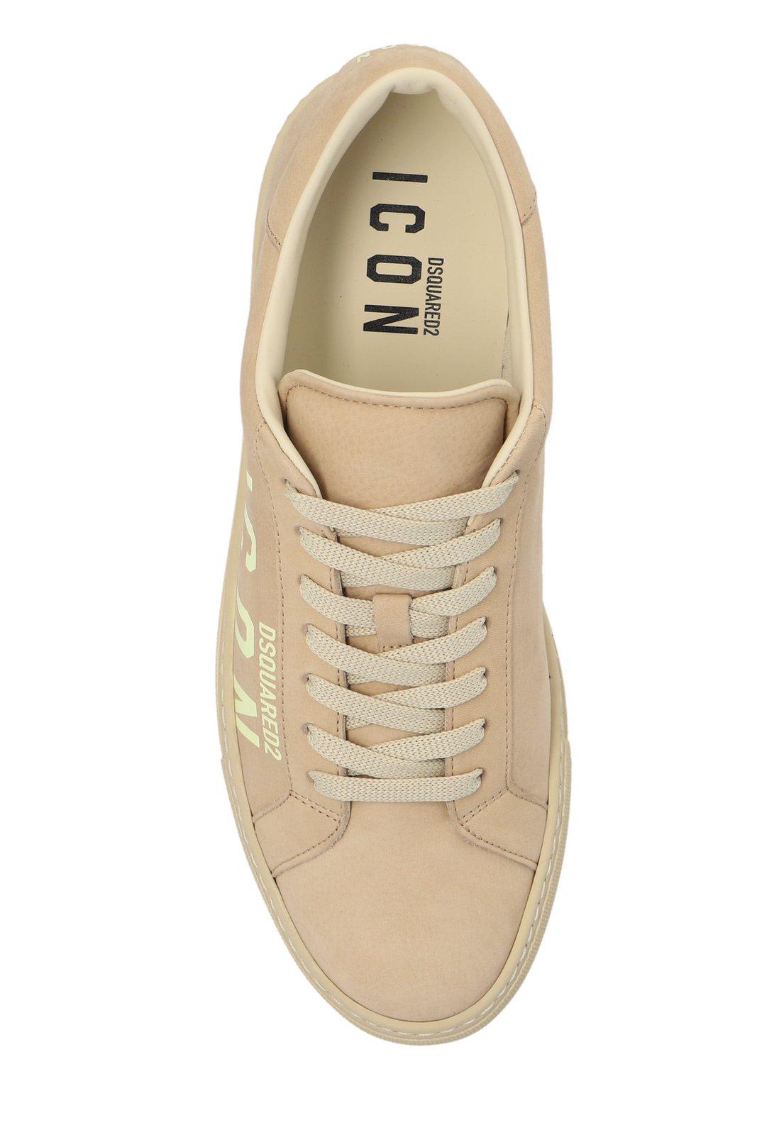 Shop Dsquared2 Logo Printed Low-top Sneakers In Beige Panna