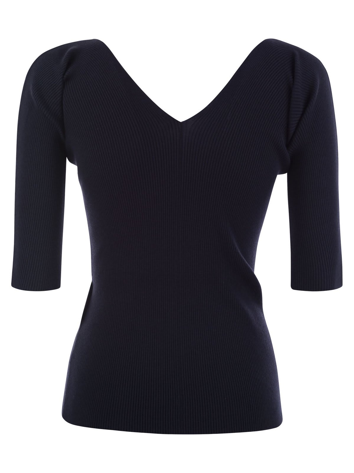 Shop Weekend Max Mara V-neck Half-sleeved Jumper In Blu