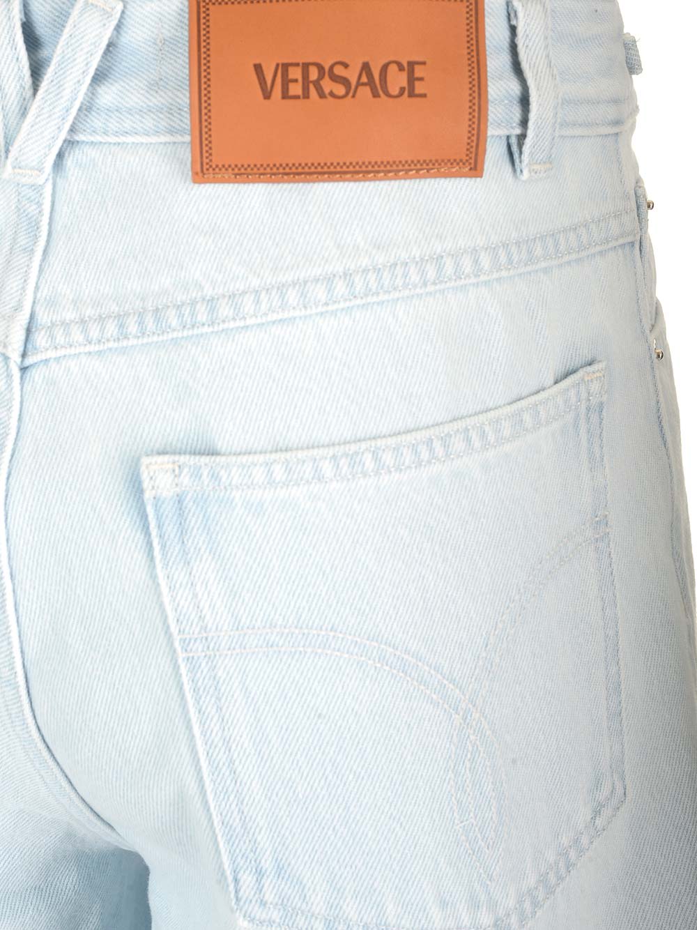 Shop Versace Wide-leg Jeans In Light Blue