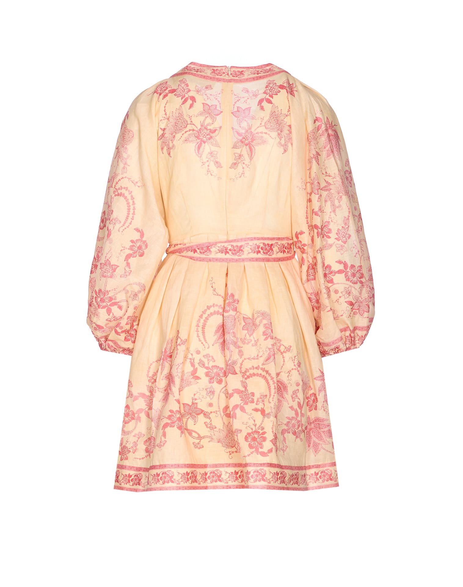 Zimmermann Beige Lucky Printed Mini Dress In Pink