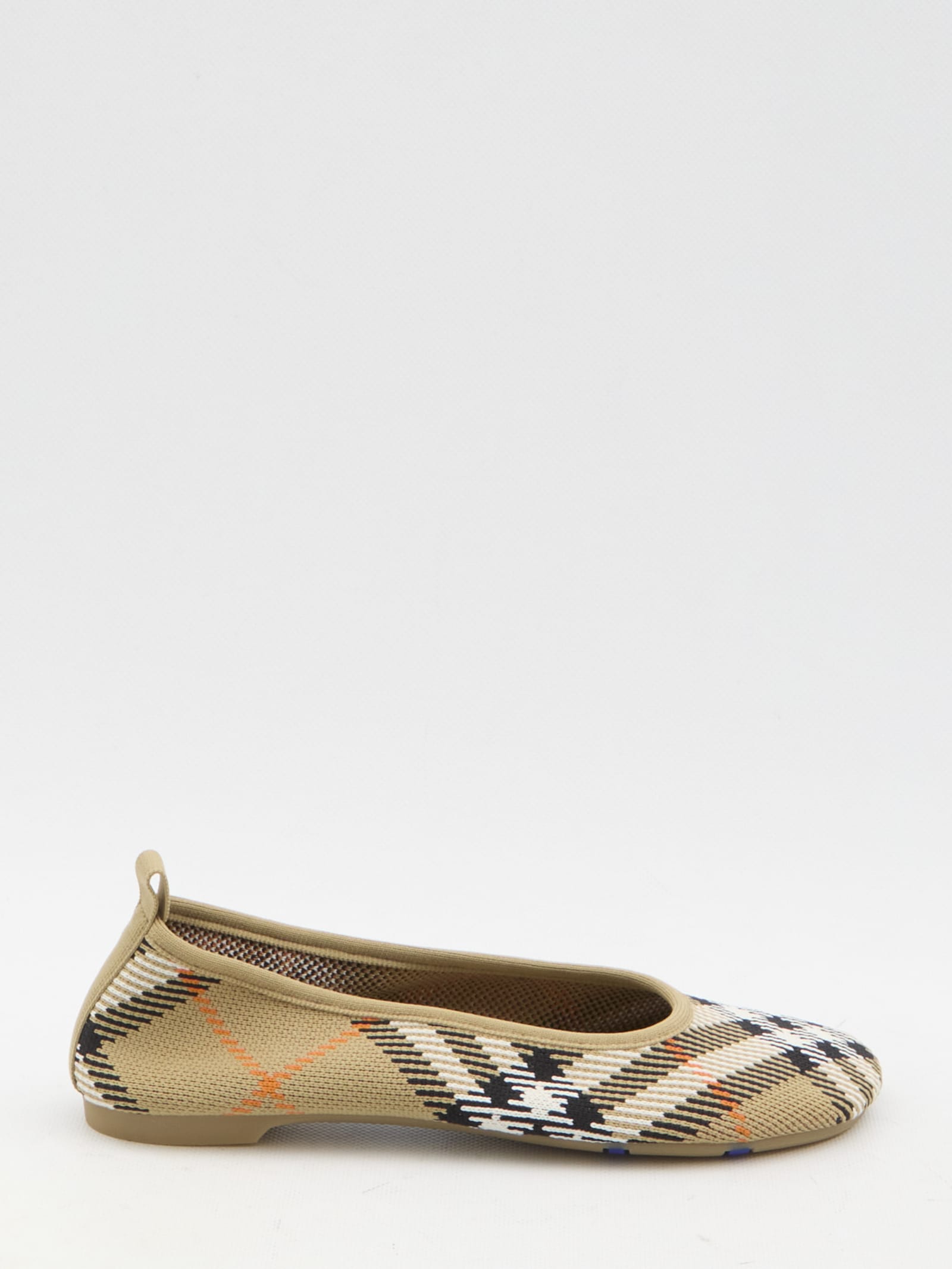 Shop Burberry Check Baby Ballerinas In Beige