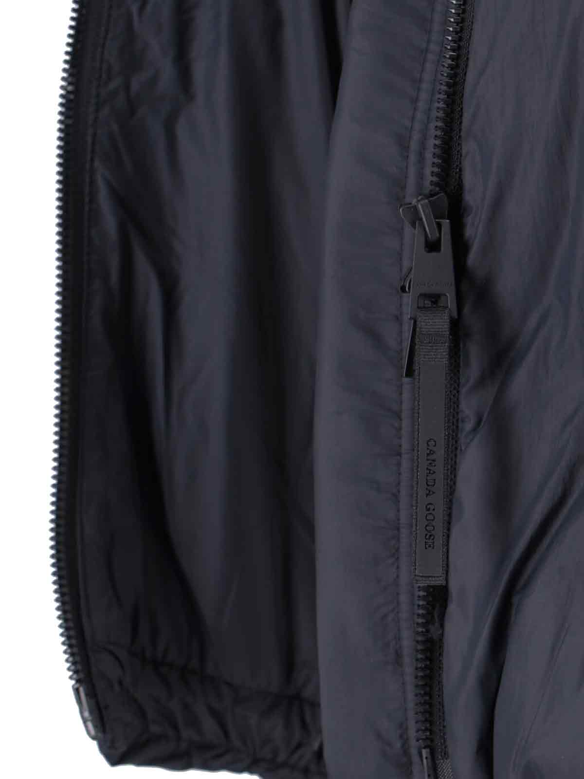 Canada Goose Hooded Jacket With Elasticated Cuffs And Pockets In Blue