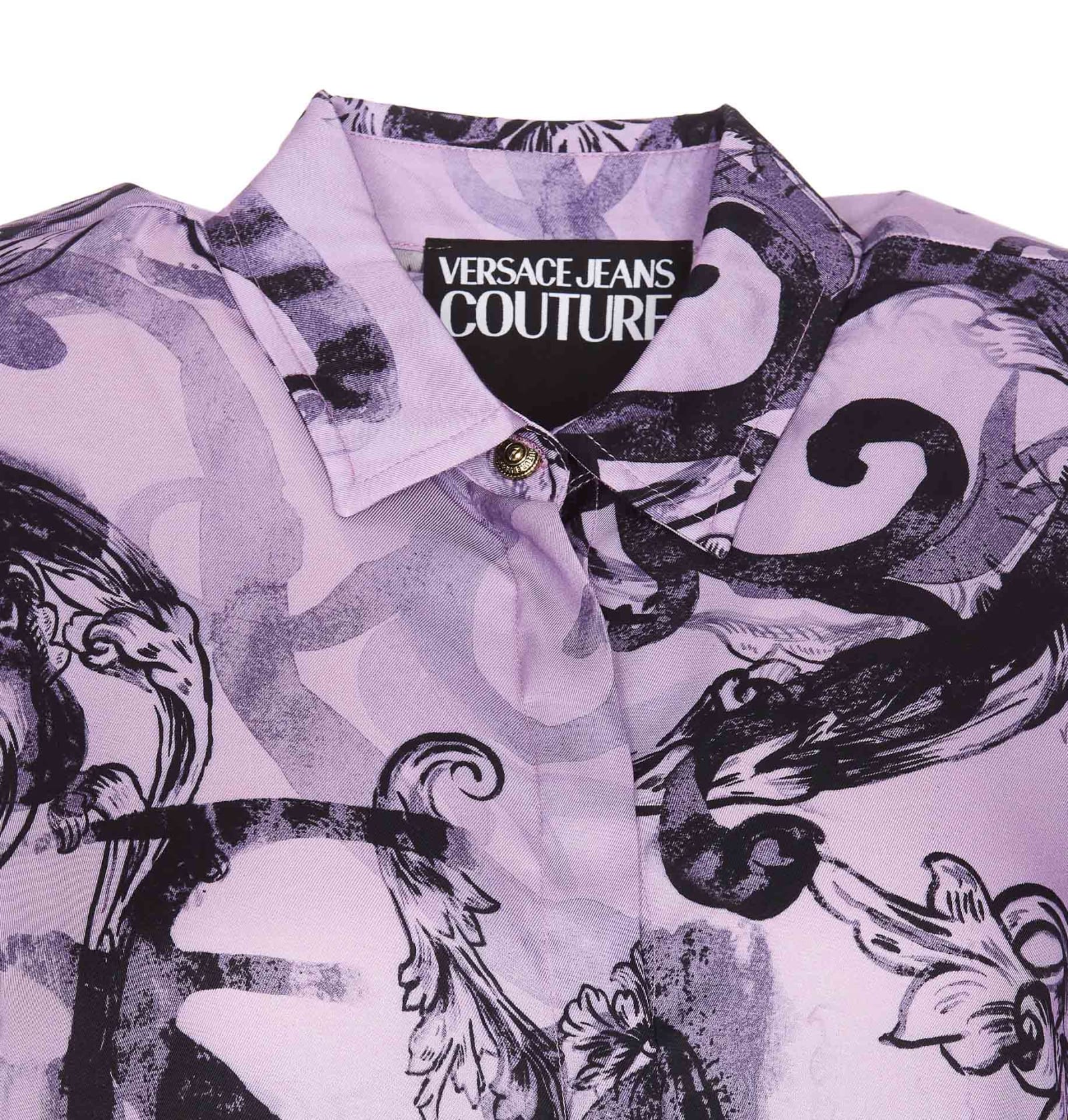 Shop Versace Jeans Couture Watercolour Couture Shirt In Purple