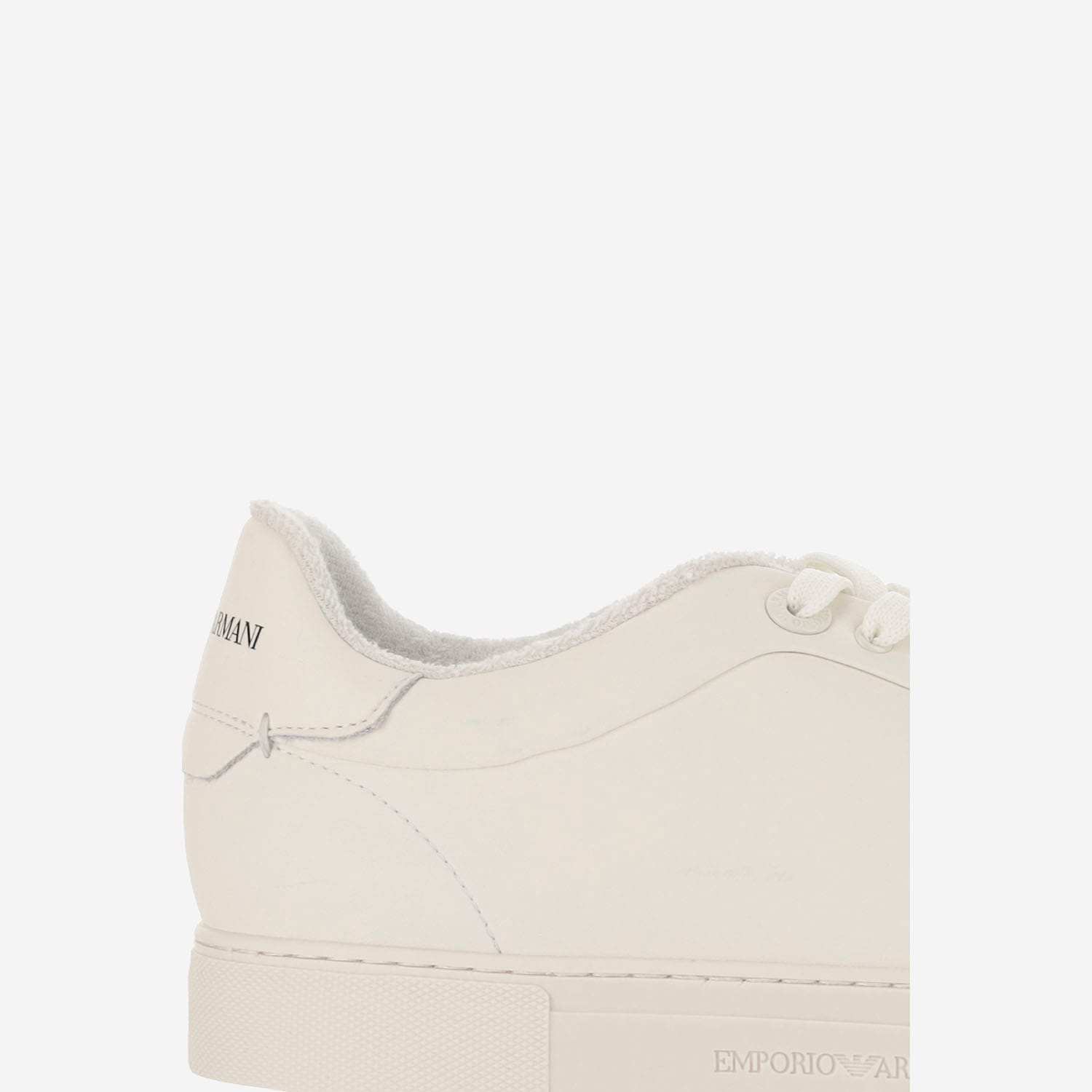 Shop Emporio Armani Leather Sneakers With Logo In White