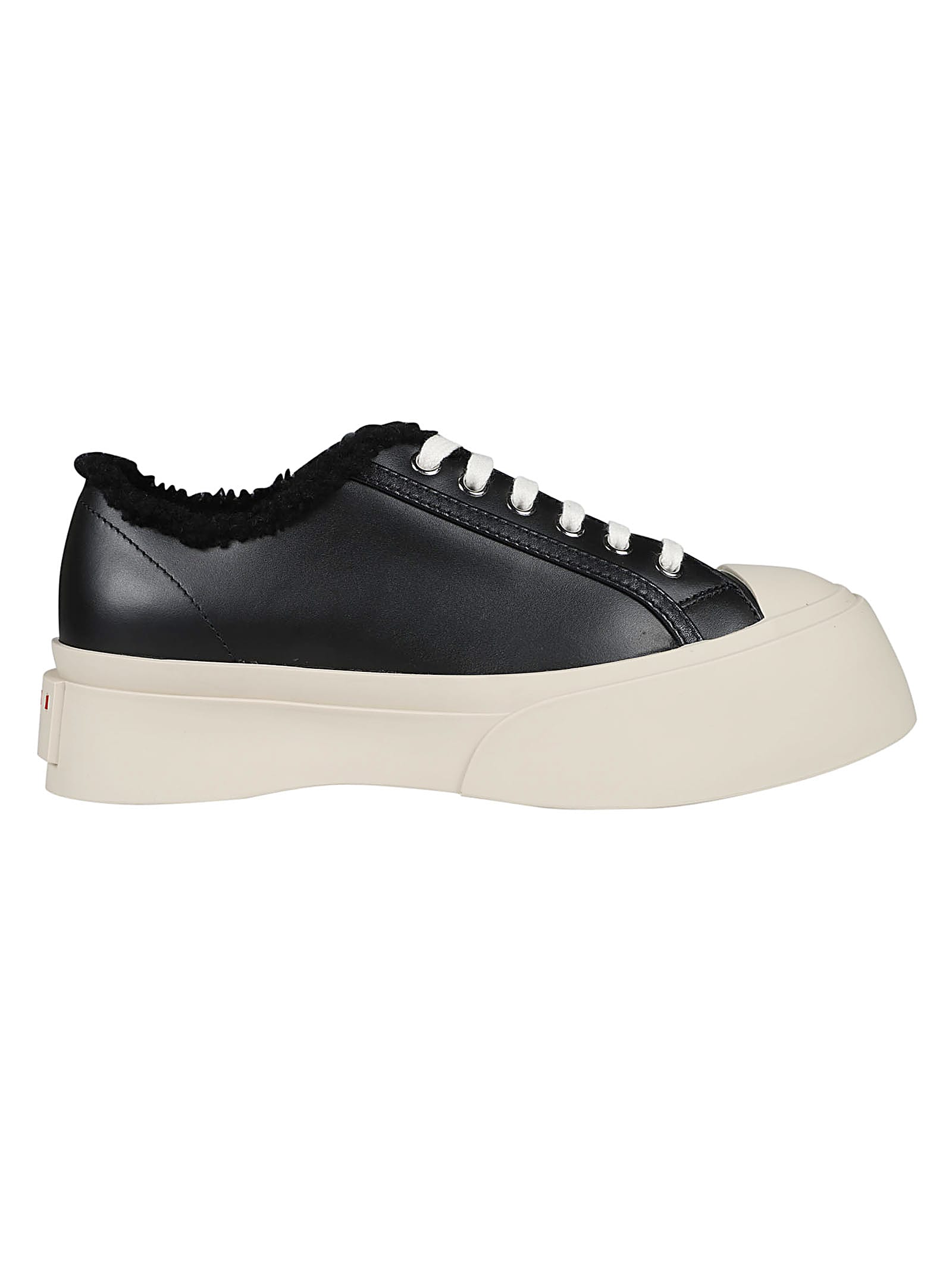 Shop Marni Pablo Lace Up Shearling Sneakers In Black