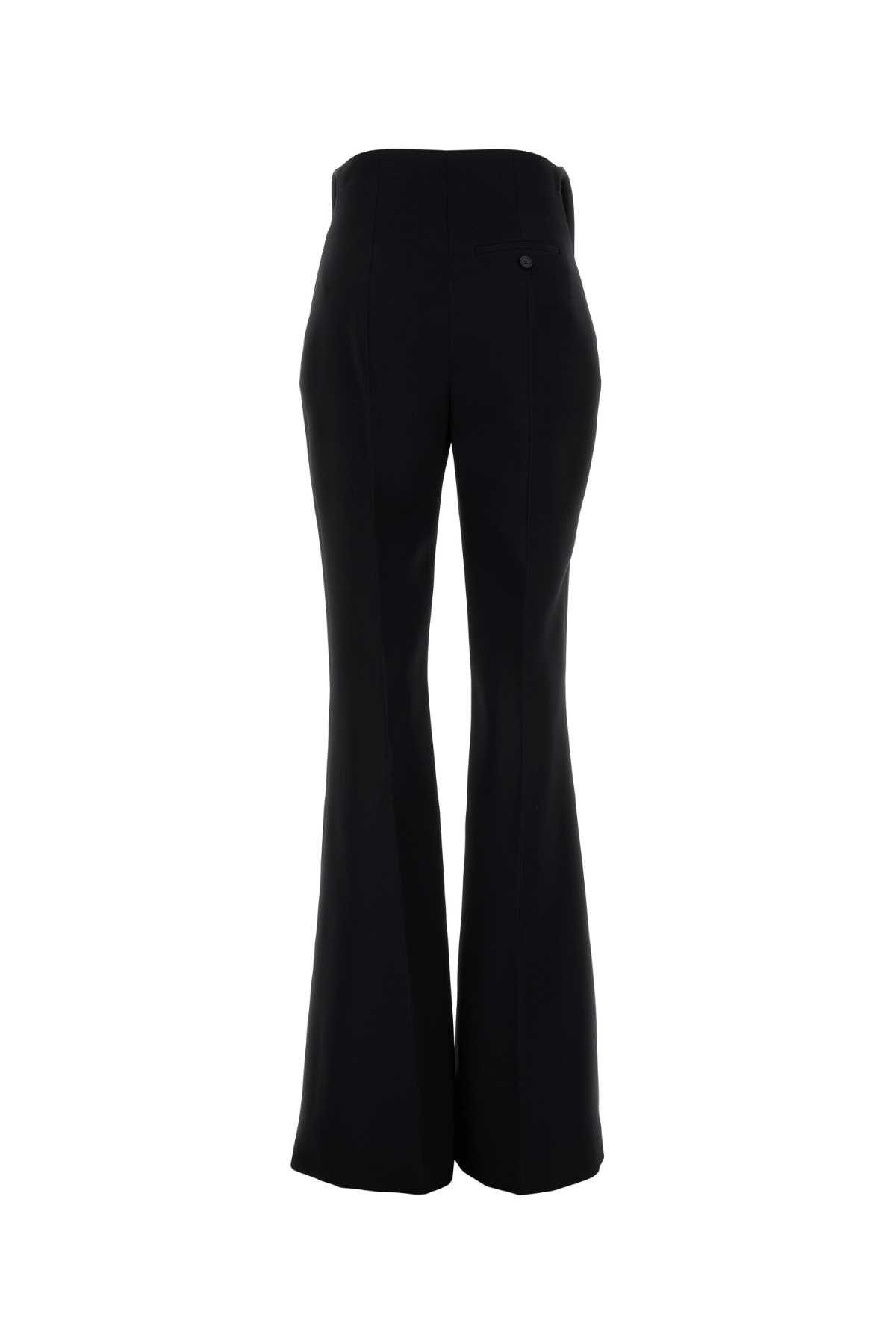Alexander Mcqueen Wool Flared Leg Pant With Folded Waistband In Black