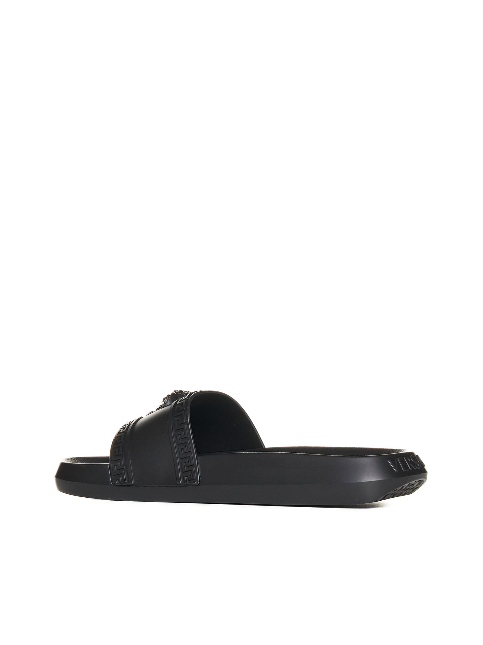 Versace Black Palazzo Slides In Nero