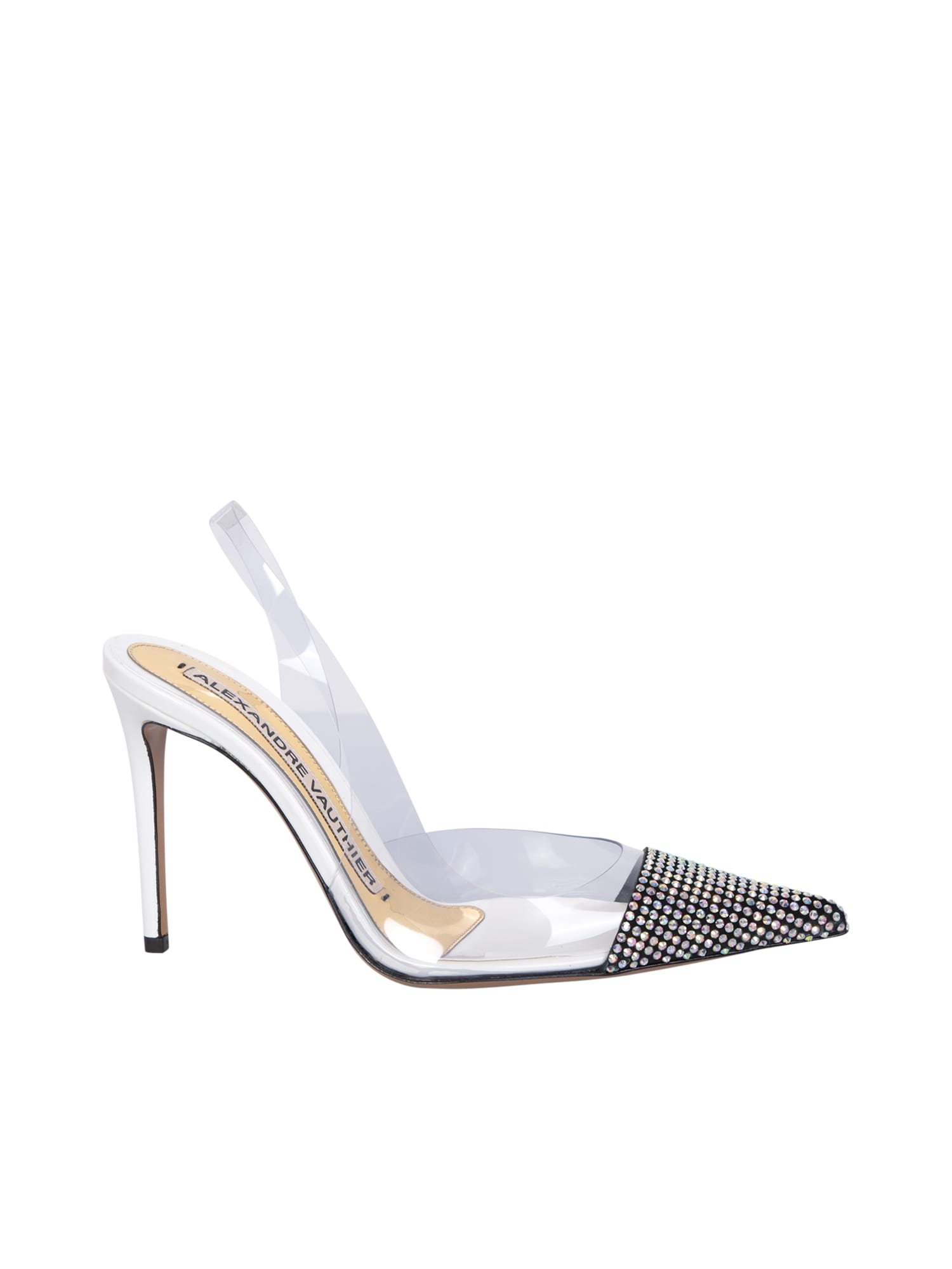 Shop Alexandre Vauthier Amber Ghost Crystal Sling- Back Transparent Sandals In White