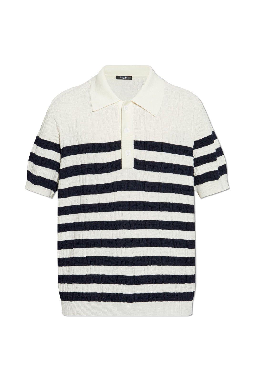 Striped Knit Polo Shirt