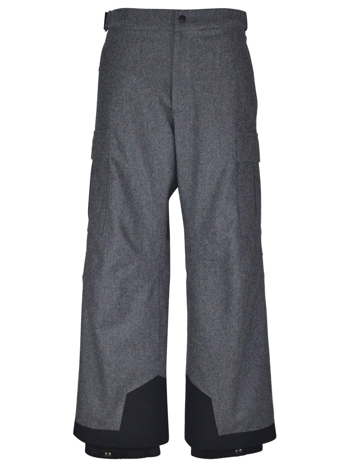 Shop Moncler Layered Design Wide Leg Trousers