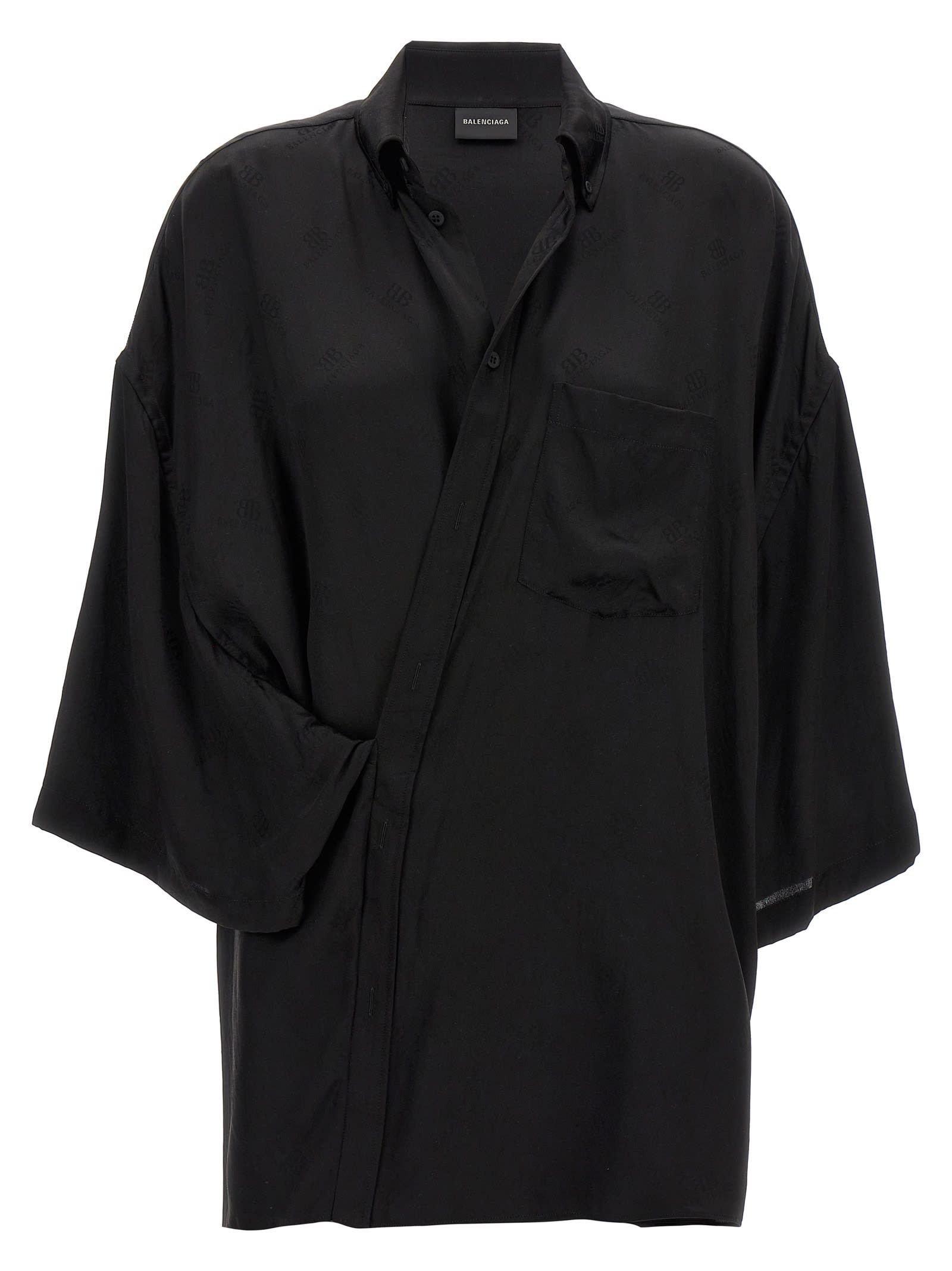 Shop Balenciaga Wrap Shirt In Black