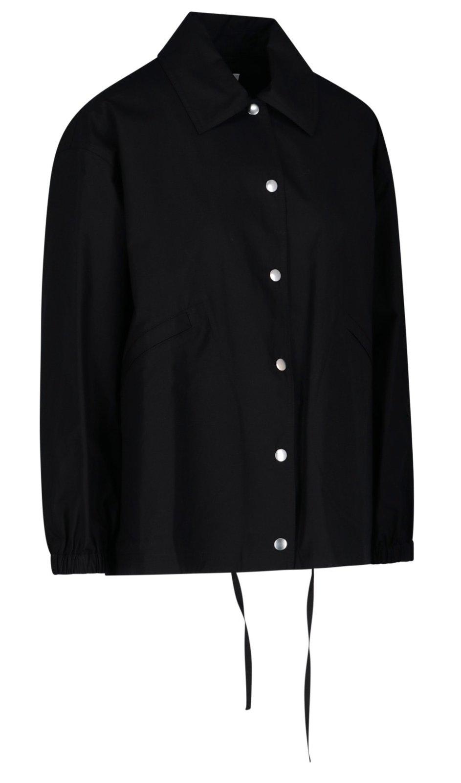 Shop Jil Sander Logo-printed Drawstring Shirt Jacket In Black