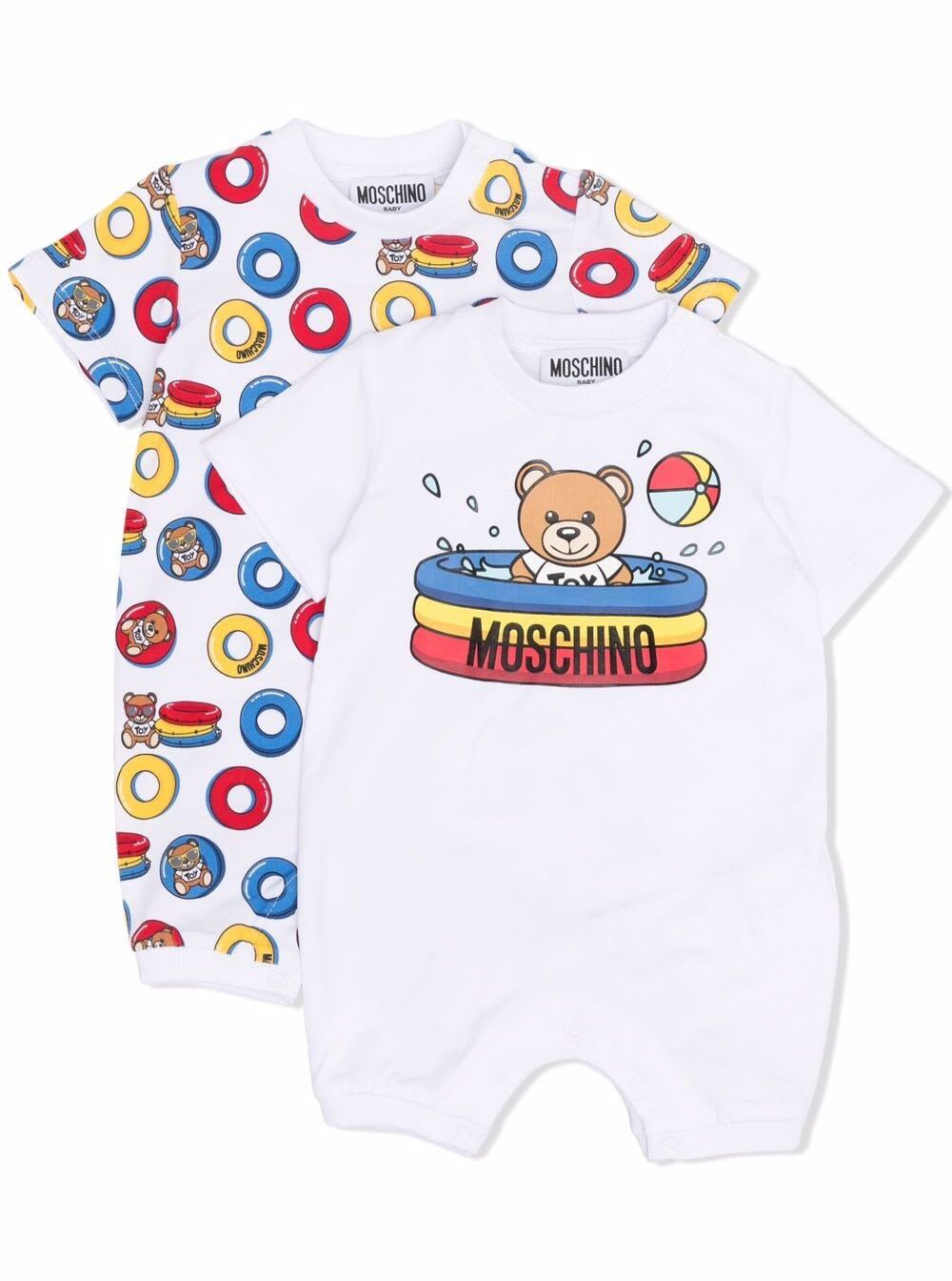 Moschino Baby Pack Of Two Cotton Onesie With Logo