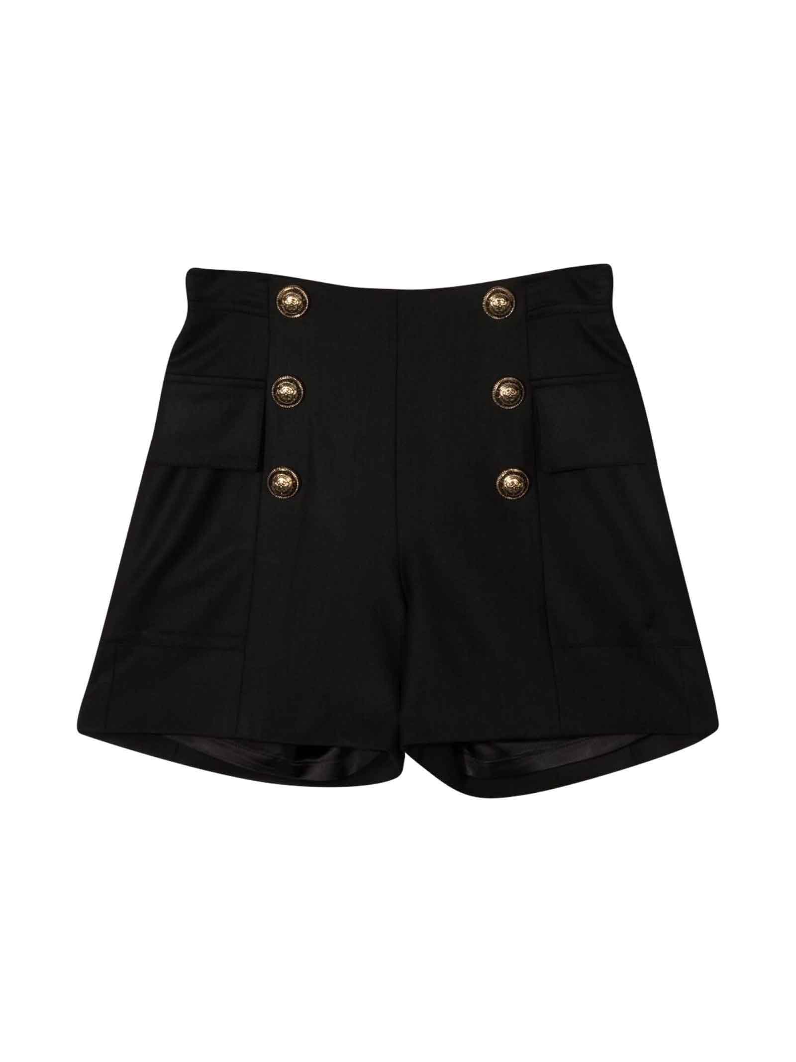 Balmain Black Bermuda Shorts With Buttons