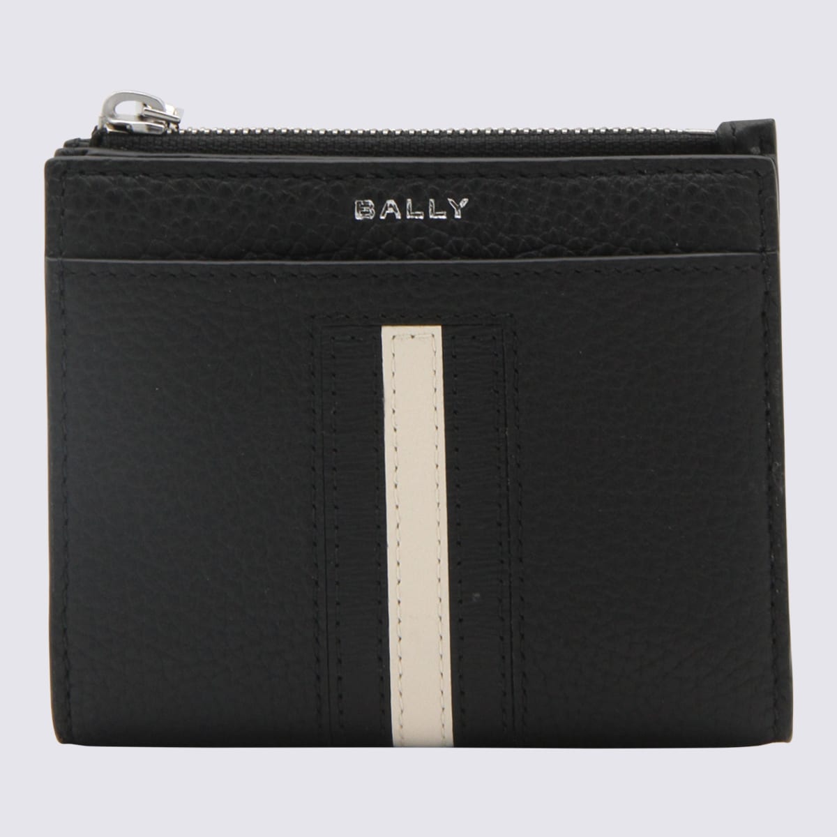 Shop Bally Black Leather Wallet In Black+palladio