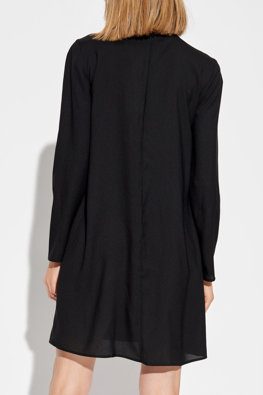 Shop Emporio Armani Long Sleeve Dress In Black