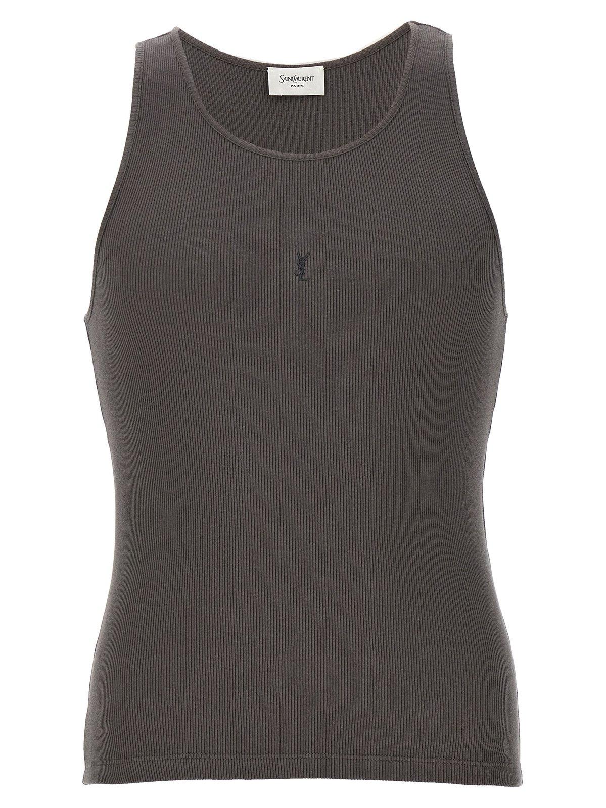 Saint Laurent Cassandre Logo Embroidered Tank Top