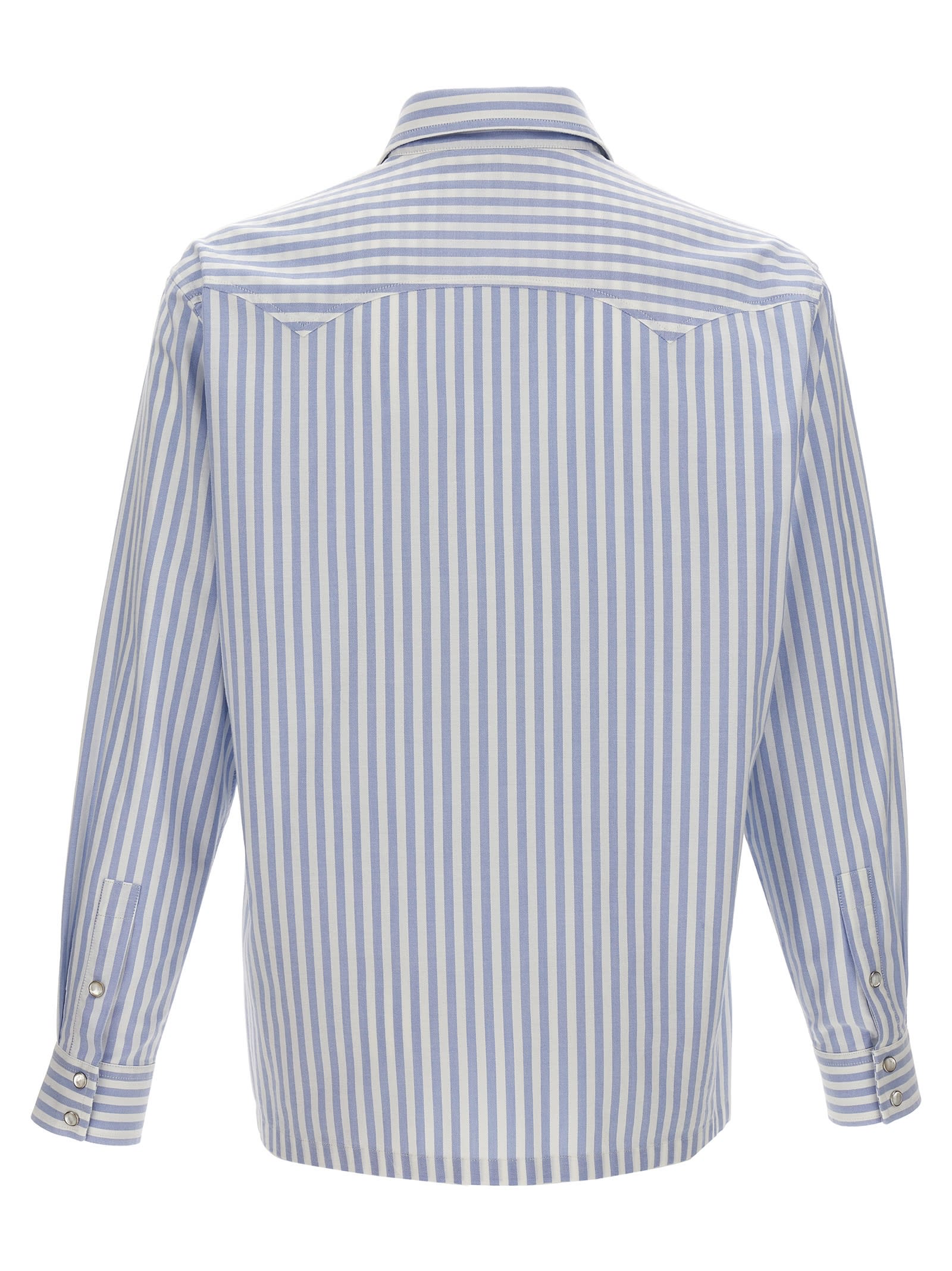 Shop Palm Angels Monogram Striped Shirt In Light Blue