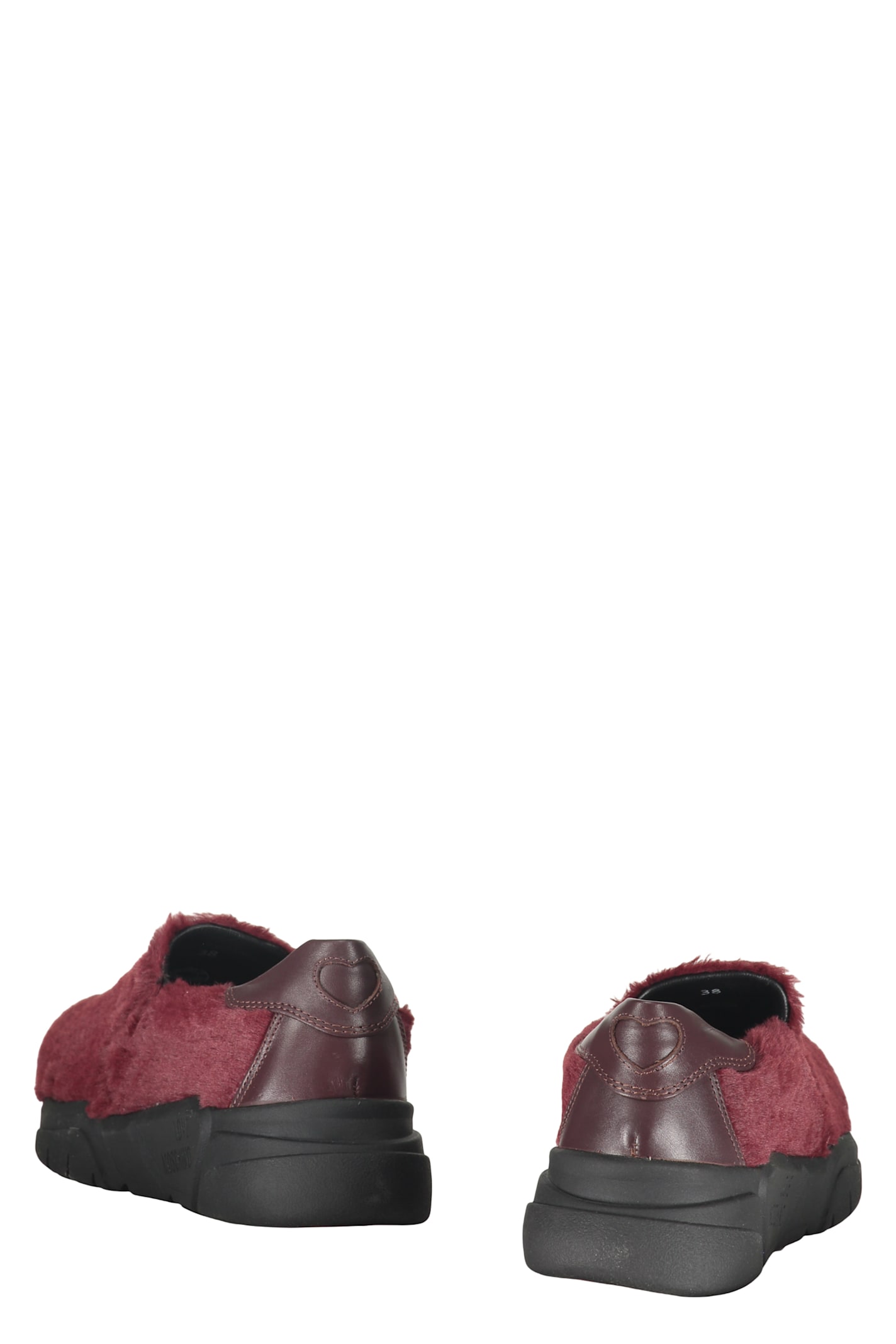 Moschino Faux-fur Slip-on Sneakers In Burgundy