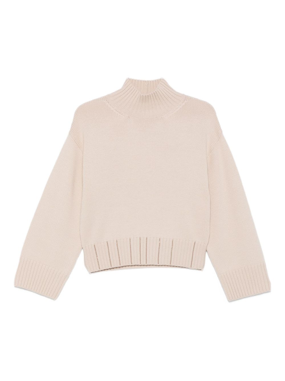 Fabiana Filippi Wool Turtleneck Sweater With Dropped Shoulders In White