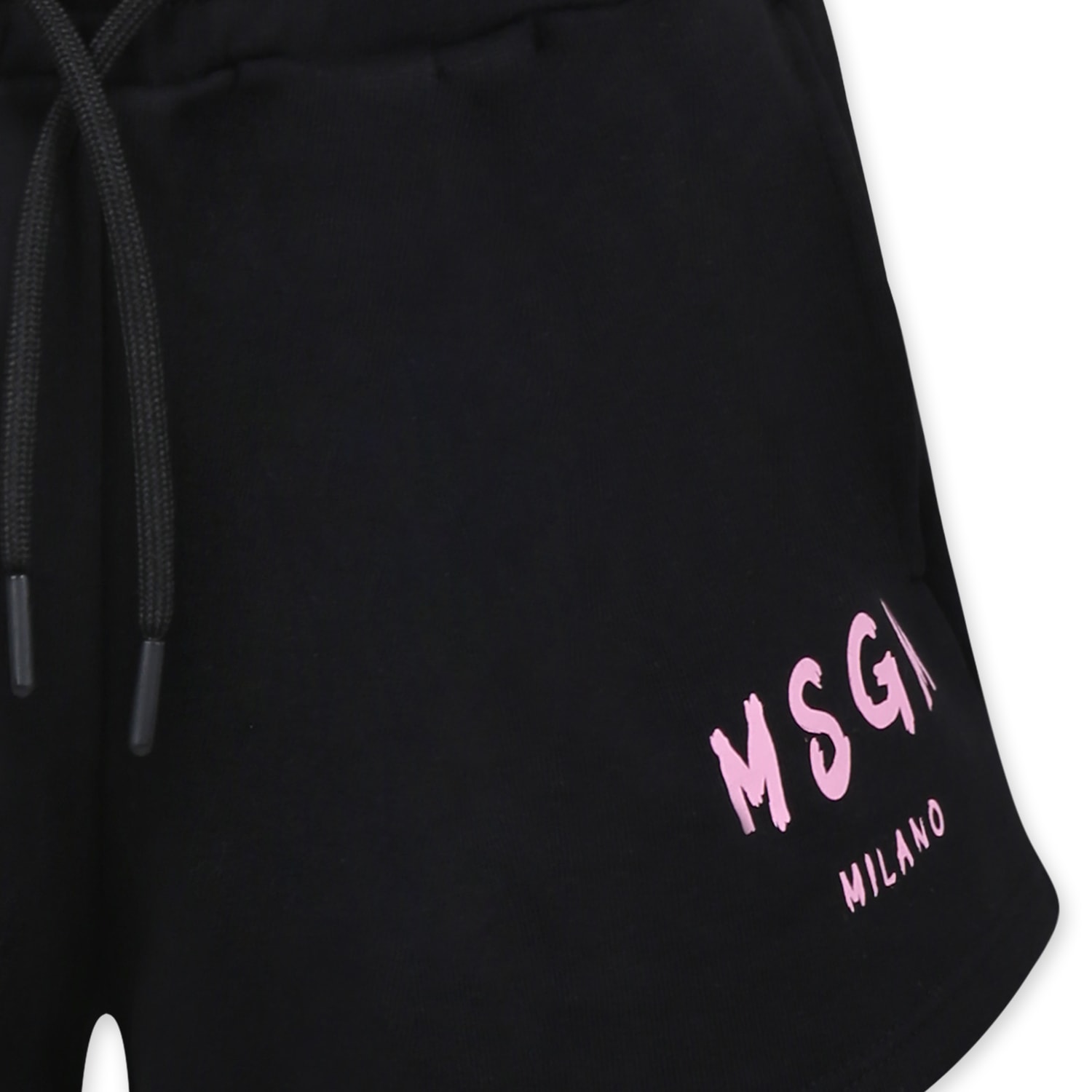 Shop Msgm Black Shorts For Girl With Logo