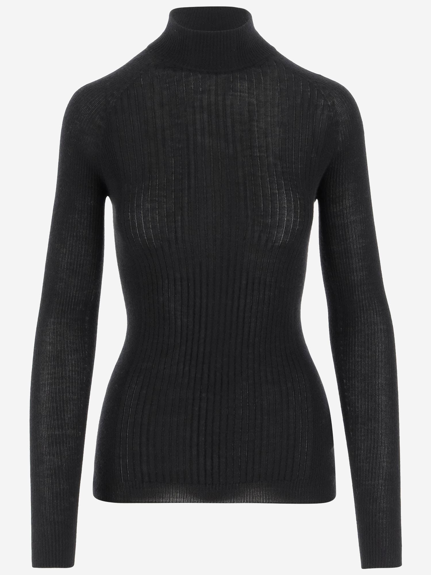 Sa Su Phi Cashmere And Silk Rib Knit Sweater In Black