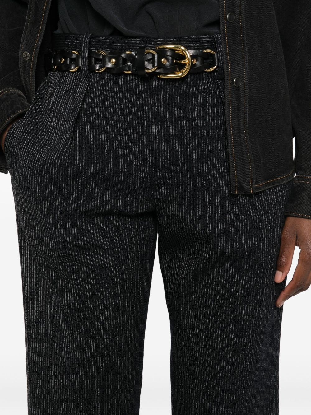 Isabel Marant Pinstriped Trousers With Pleat In Black