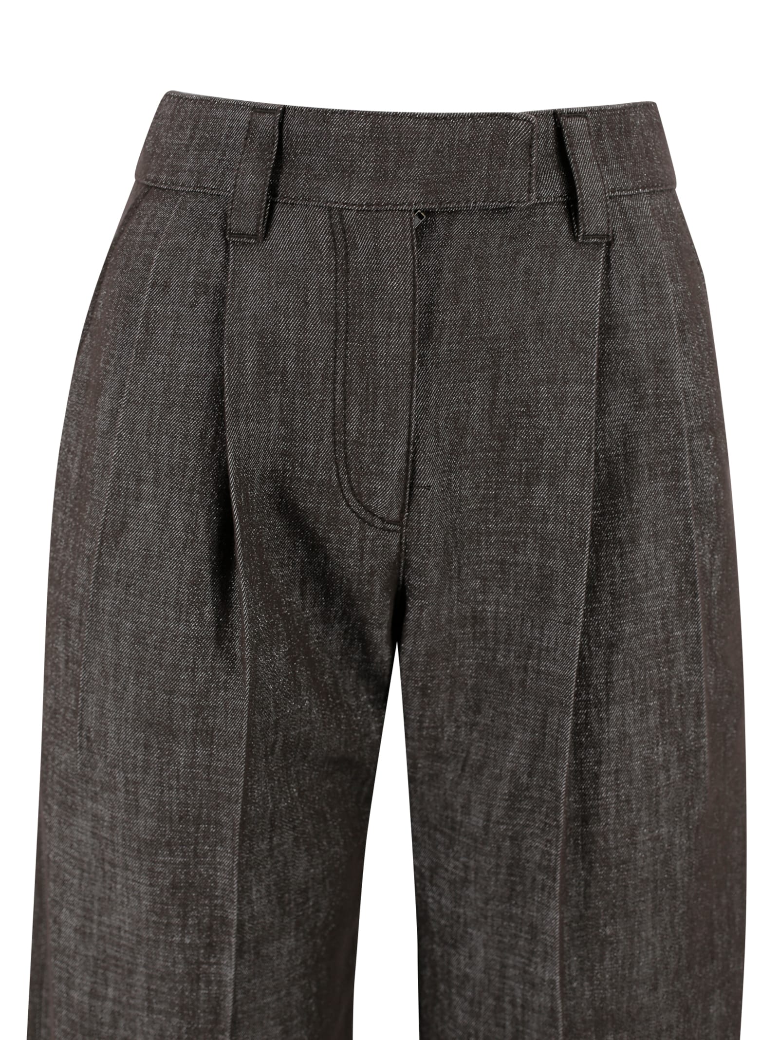 Brunello Cucinelli Loose Curved Pants In Brown