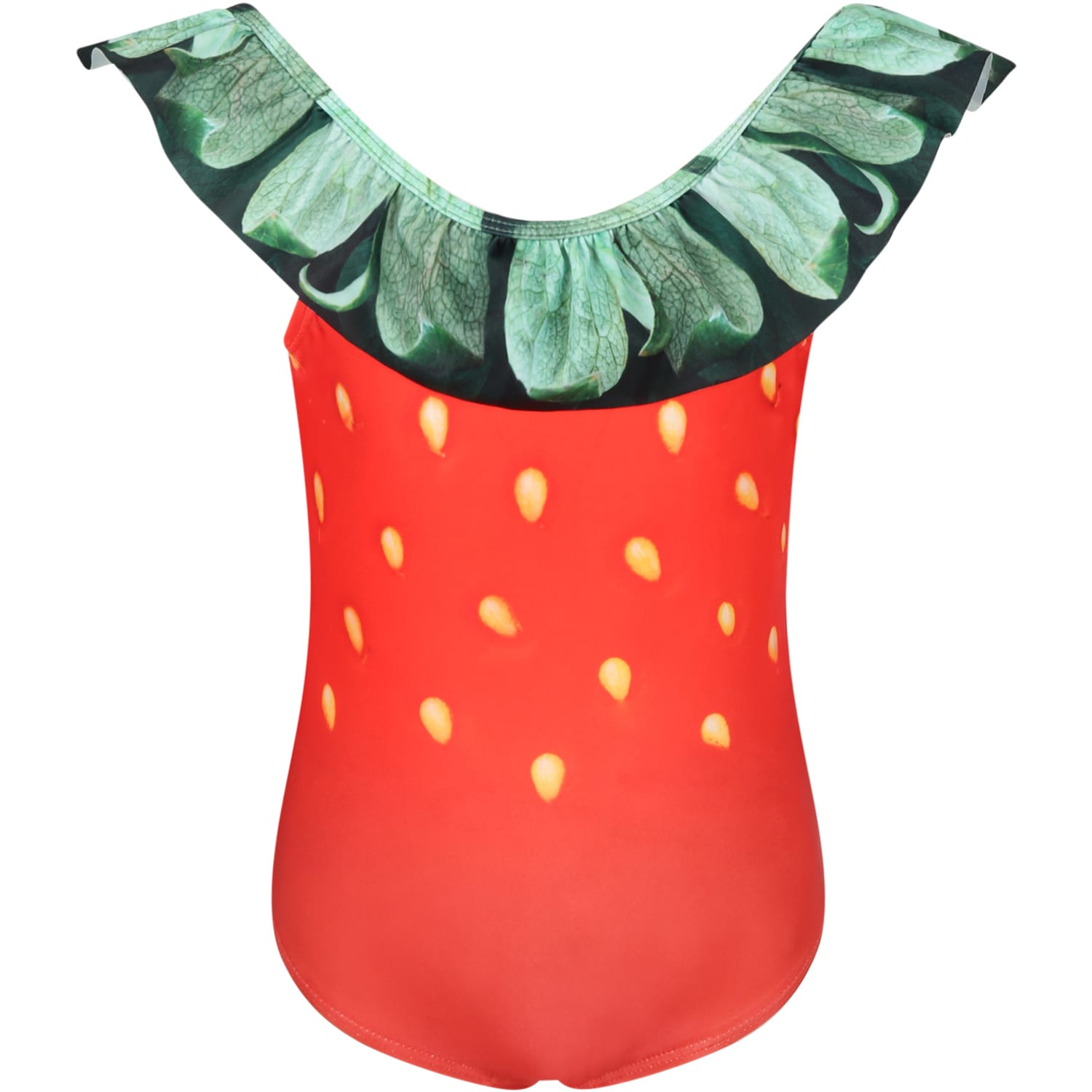 Molo Red Swimsuit For Girl With Patch Logo