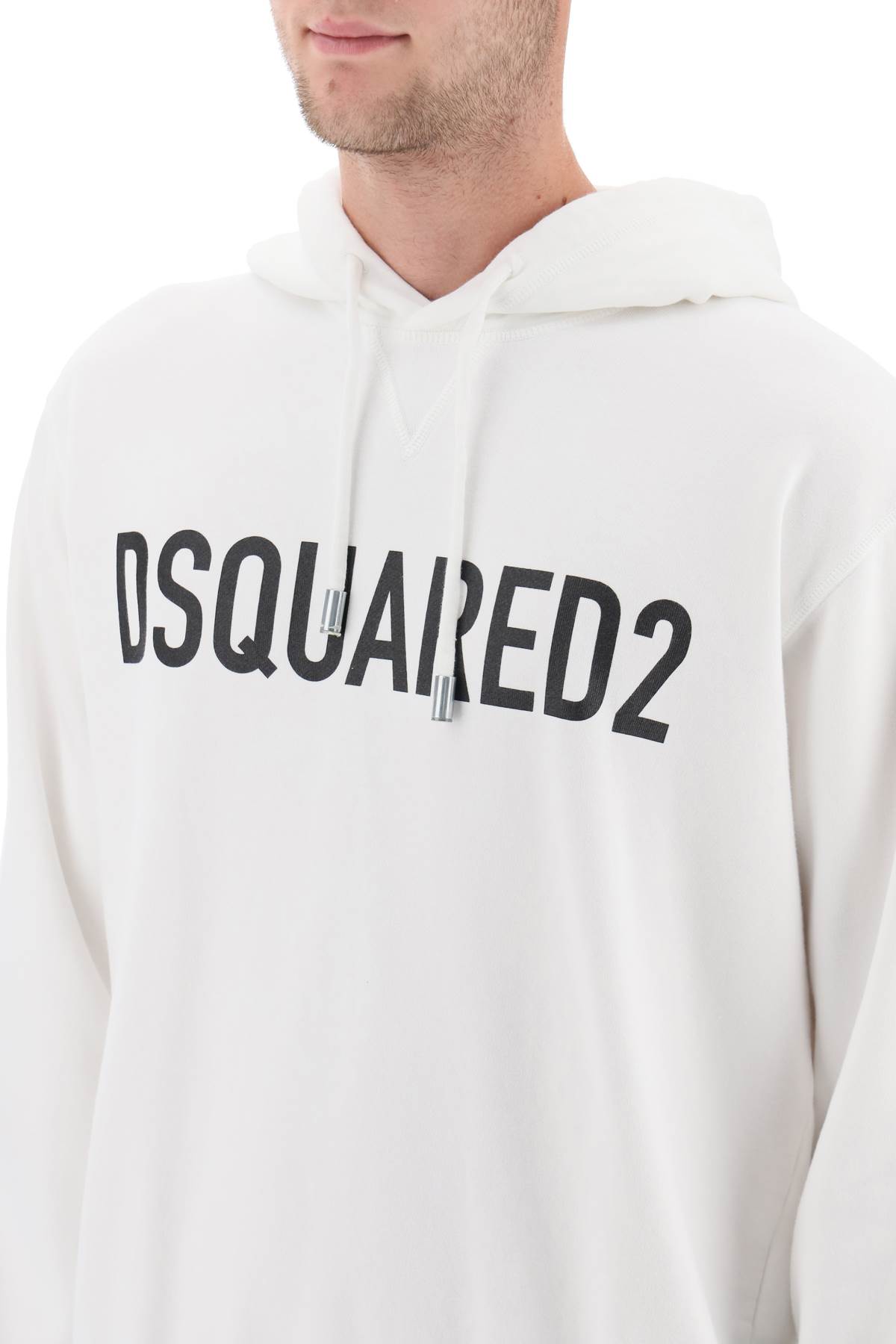 Shop Dsquared2 Logo Print Hoodie In White (white)