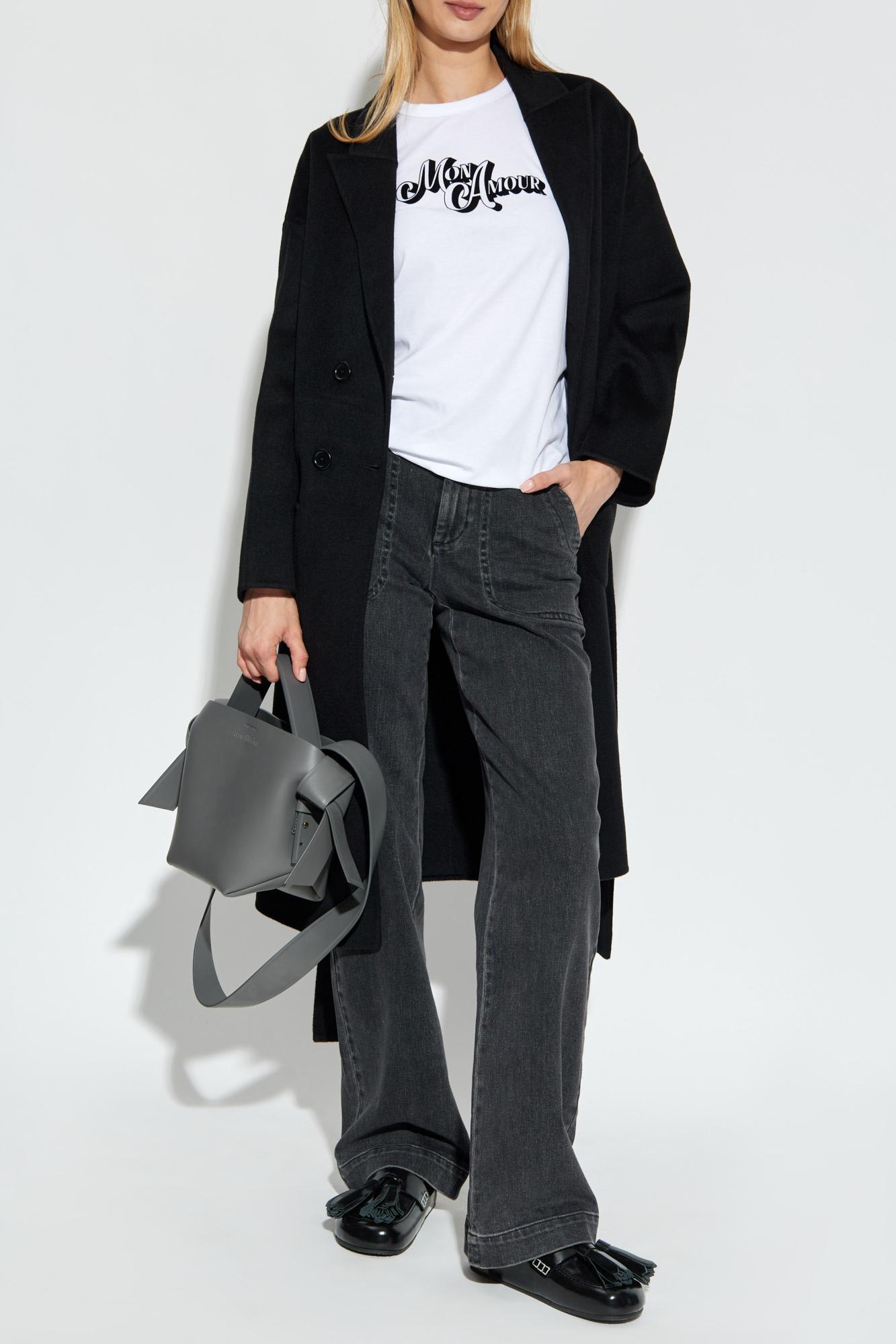 Anine Bing Womens Black Dylan Belted Wool And Cashmere Coat In Black