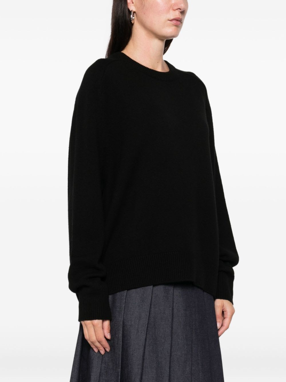 Goat Soft  Black Crewneck Sweaters In Black