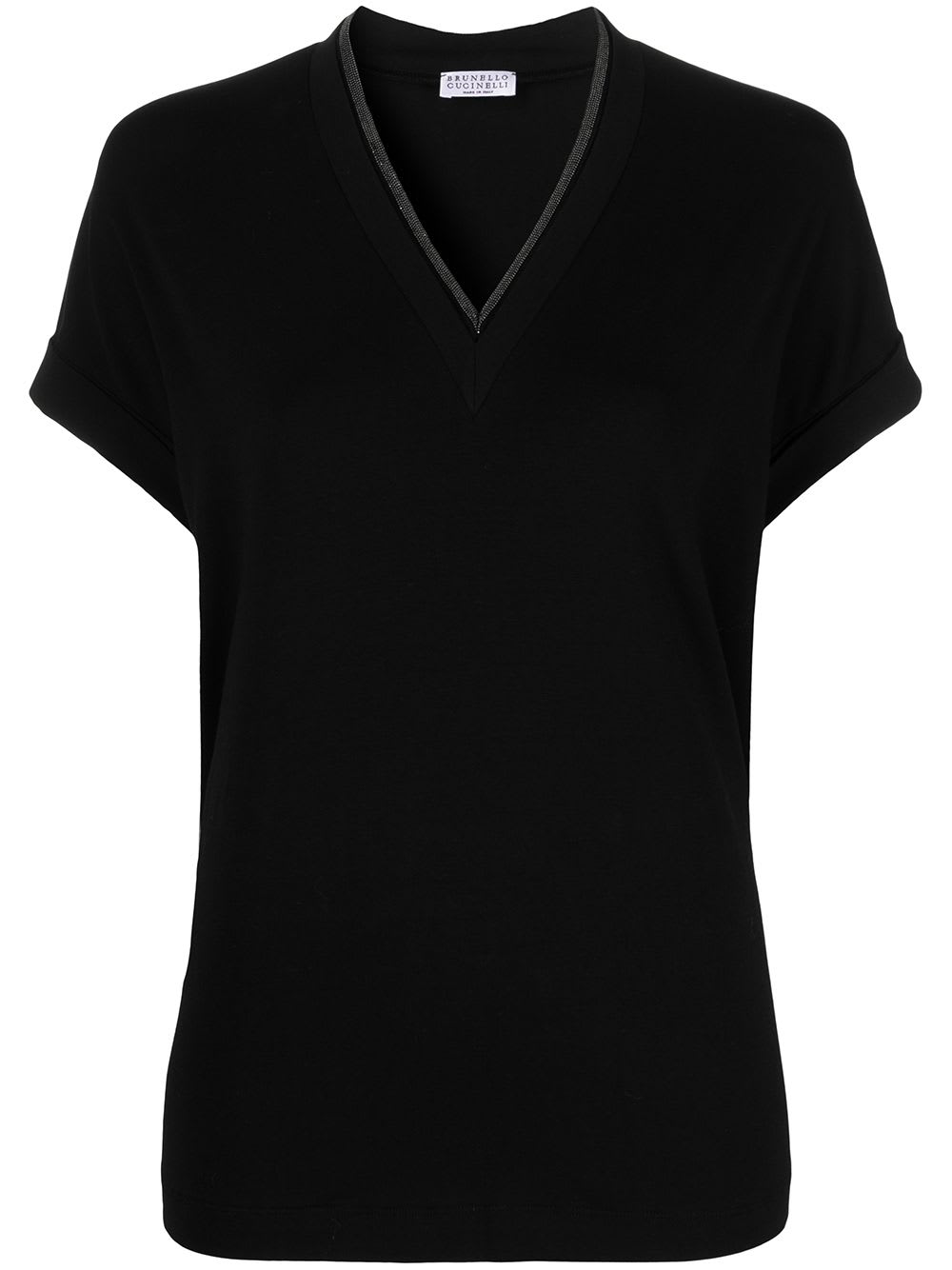 Brunello Cucinelli Cotton V-necked T-shirt In Black