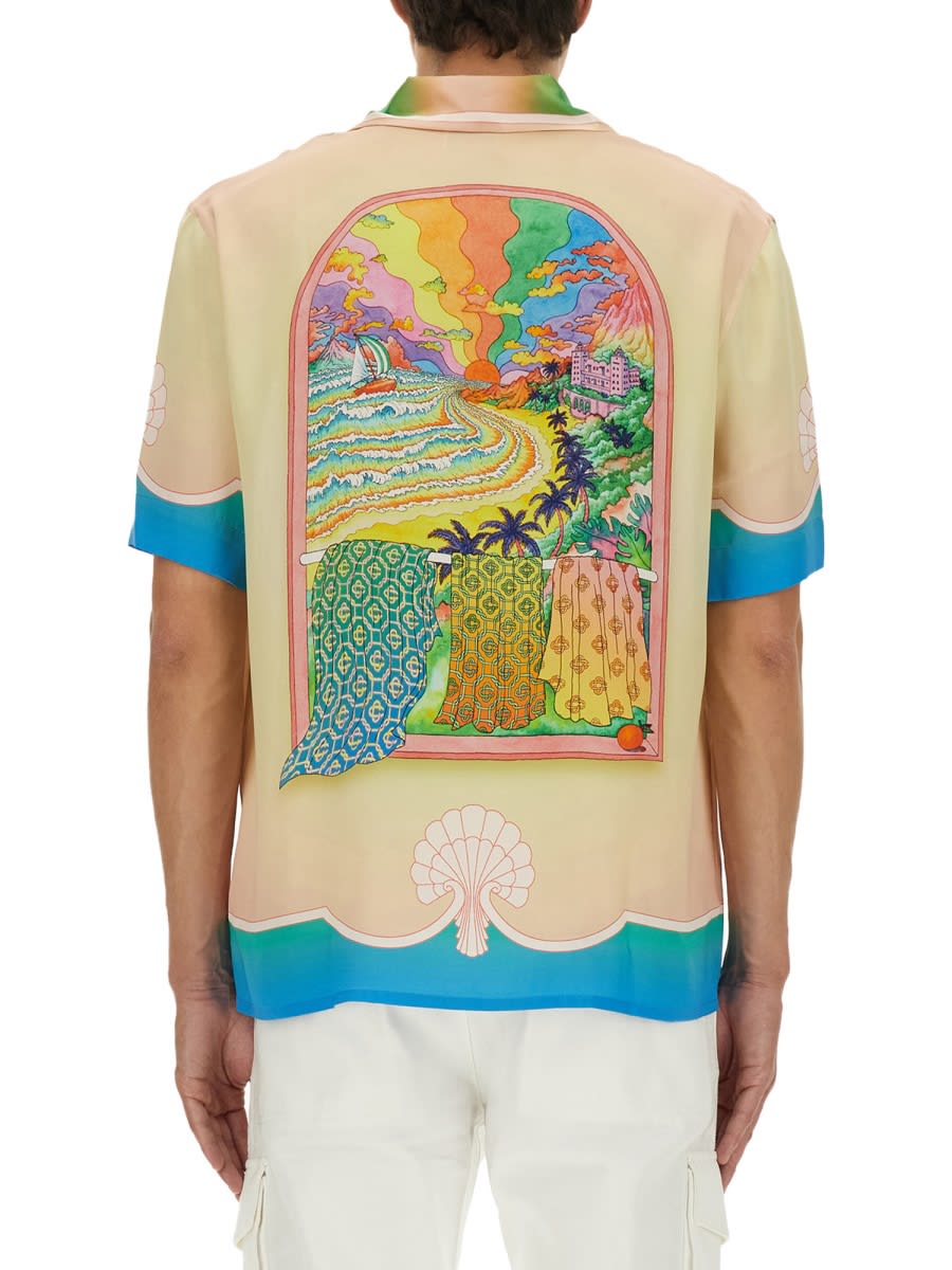 Casablanca Silk Short Sleeve Printed Shirt In Multi