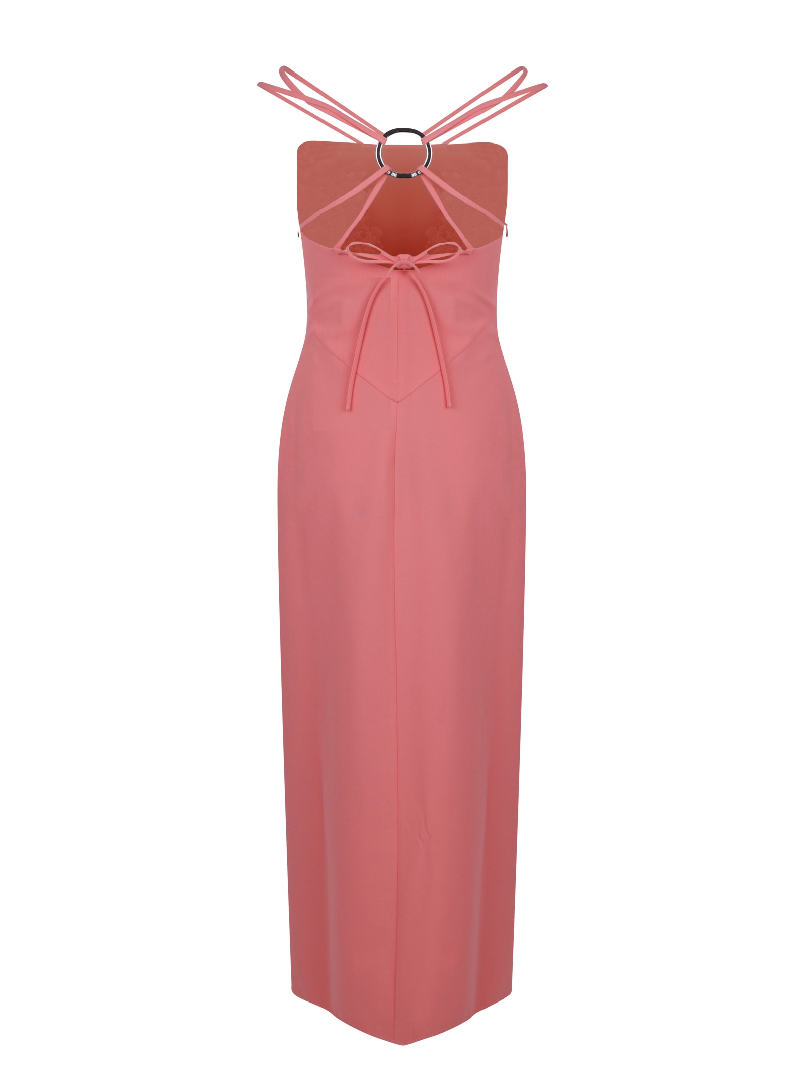 Shop Attico The Fujiko Double-strap Asymmetric Midi Dress