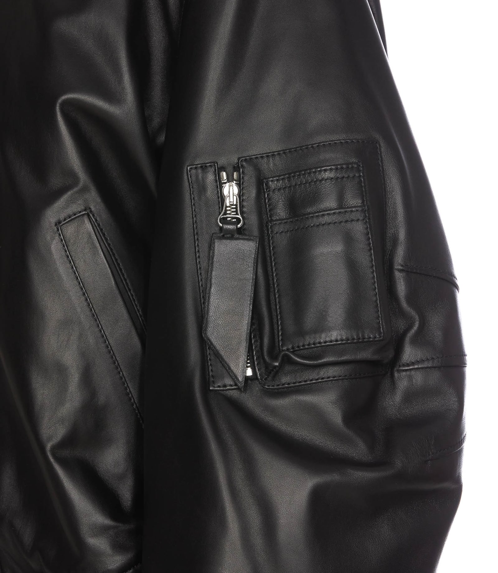 Shop Attico Anja Leather Jacket In Black